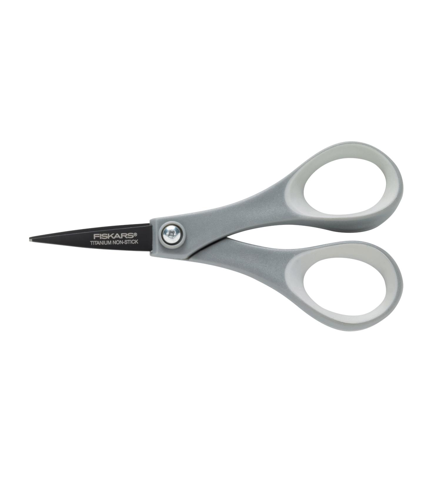 Fiskars 154110-1001 Non-stick Titanium Softgrip Detail Scissors, 5 Inch , Grey