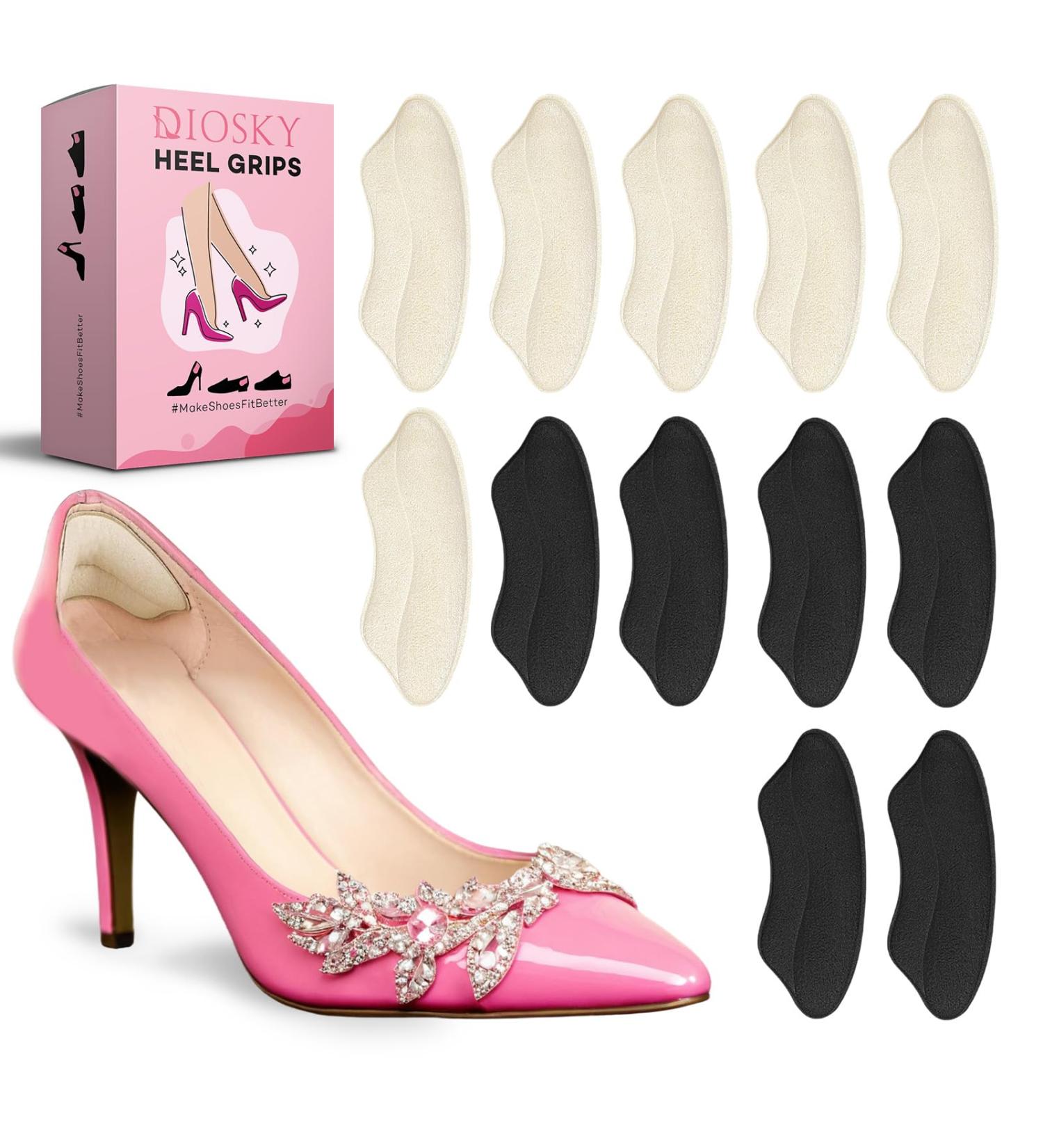 Heel Pads for Shoes - 6 Pair Cushions for Men & Women | Blister Prevention & Comfort for Too Big Shoes - Apricot & Black - Buy Online on GoSupps.com