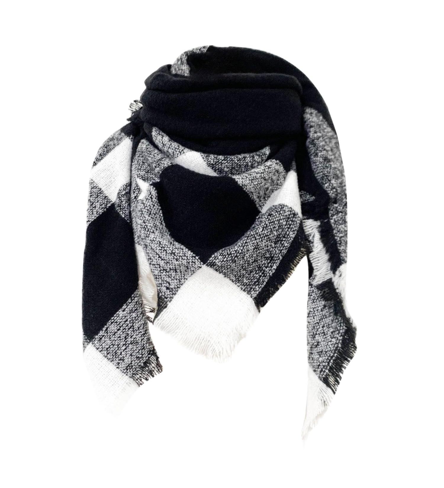 HANXIULIN Women's Winter Cotton Scarf | Classic Poncho Wrap Shawl | Soft Cashmere Triangular Scarf in White - Shop Internationally - Buy Online on GoSupps.com