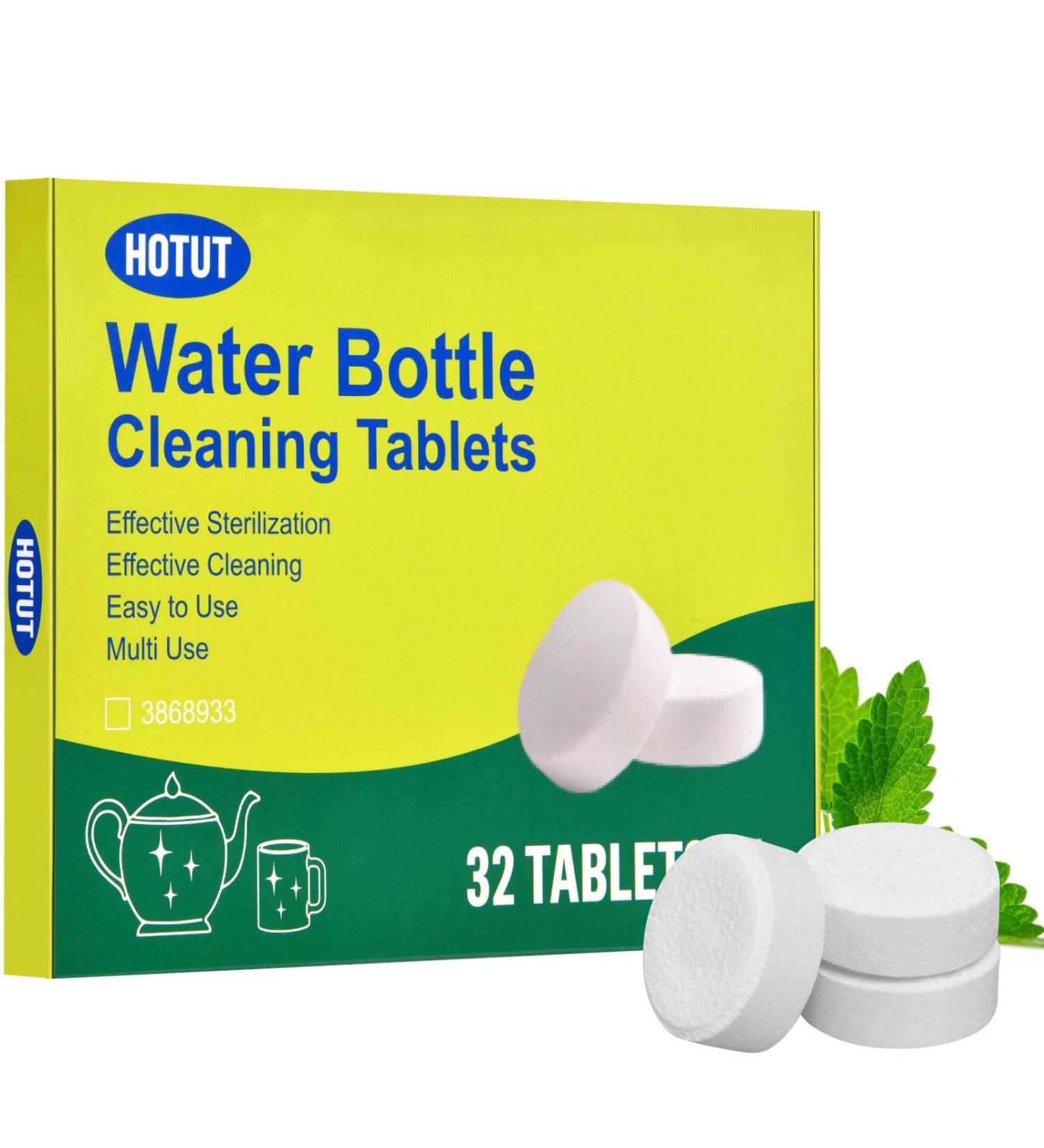 HOTUT Water Bottle Cleaning Tablets 32 Pcs Citric Kettle Descaler Tablets Removes Tough Stains and Odors Reservoir Cleaning Tablets for Cleansing Plastic Bottles Flasks Cafetieres and Teapots - Buy Online on GoSupps.com