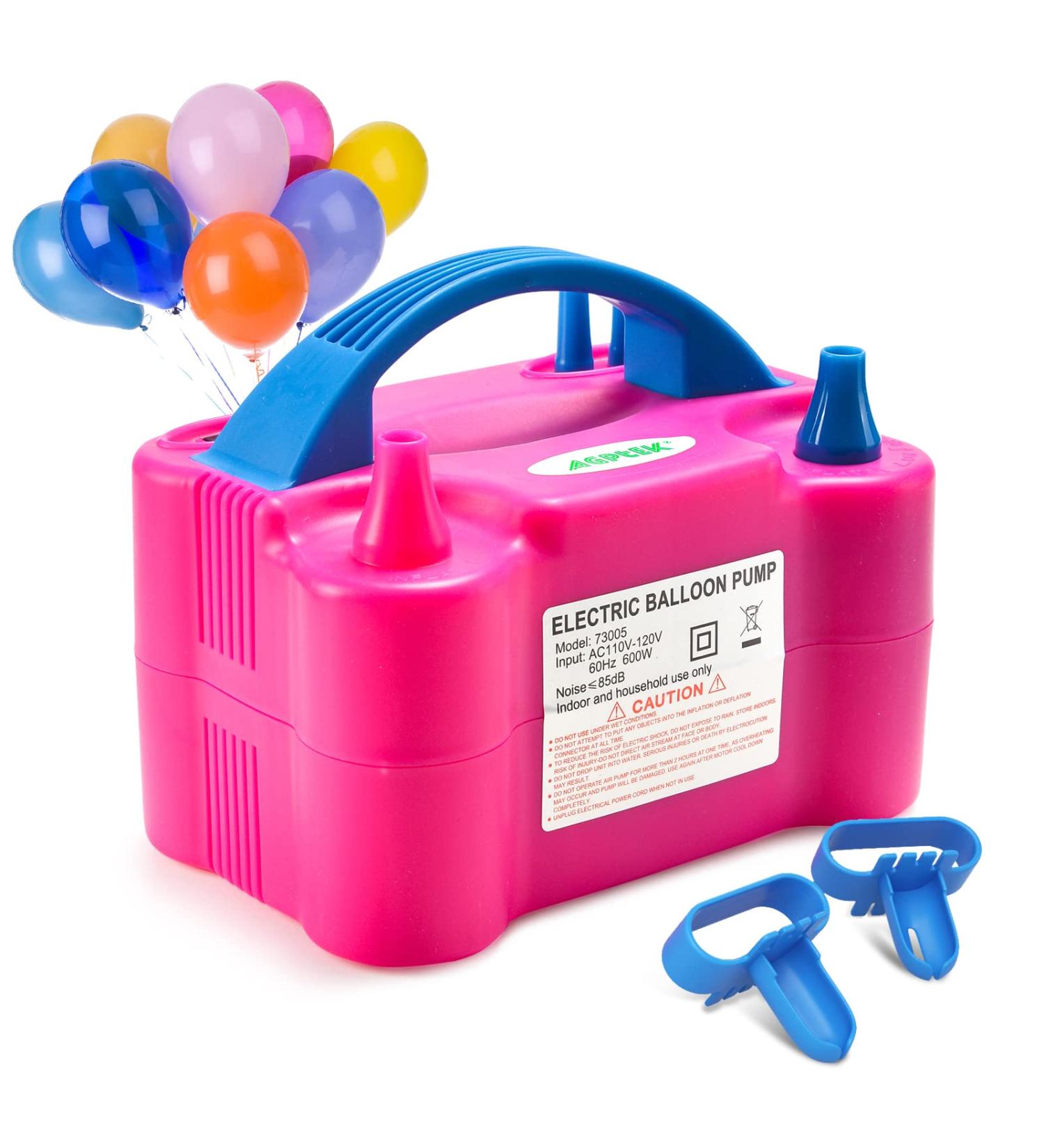 AGPTEK Electric Air Balloon Pump 110V 600W - Rose Red Dual Nozzle Inflator/Blower for Party Decoration - Buy Online on GoSupps.com