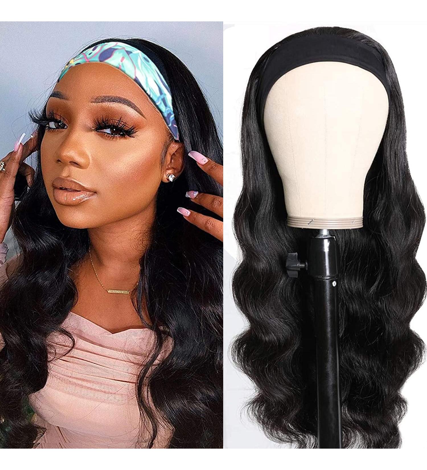 16-Inch Body Wave Headband Wig | Glueless Human Hair for Black Women - 150% Density - Buy Online on GoSupps.com