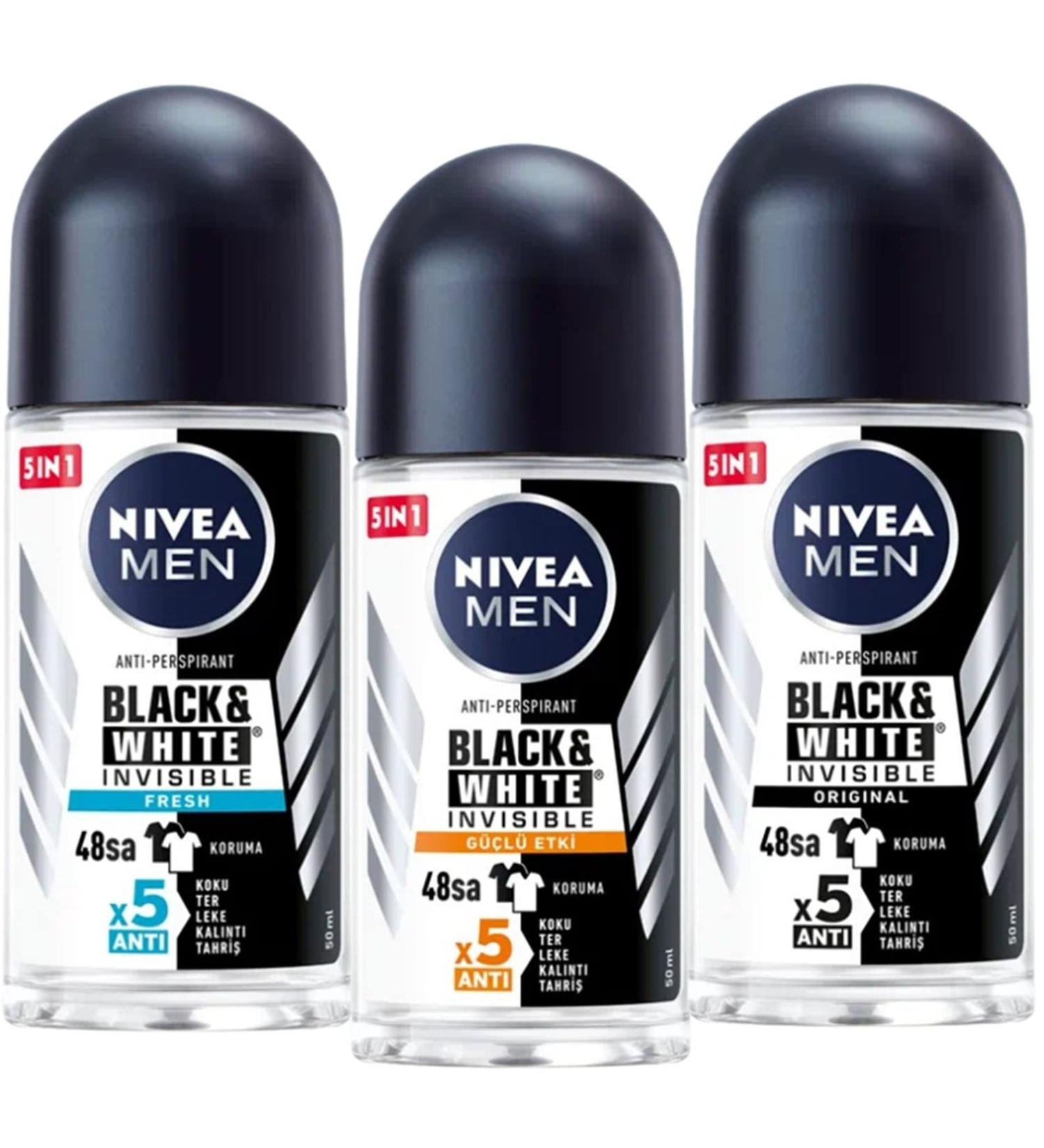 NIVEA Black & White Fresh Men's Roll-On Deodorant - Alcohol-Free 48-Hour Protection 1.7 oz (Pack of 3) - Shop Internationally - Buy Online on GoSupps.com