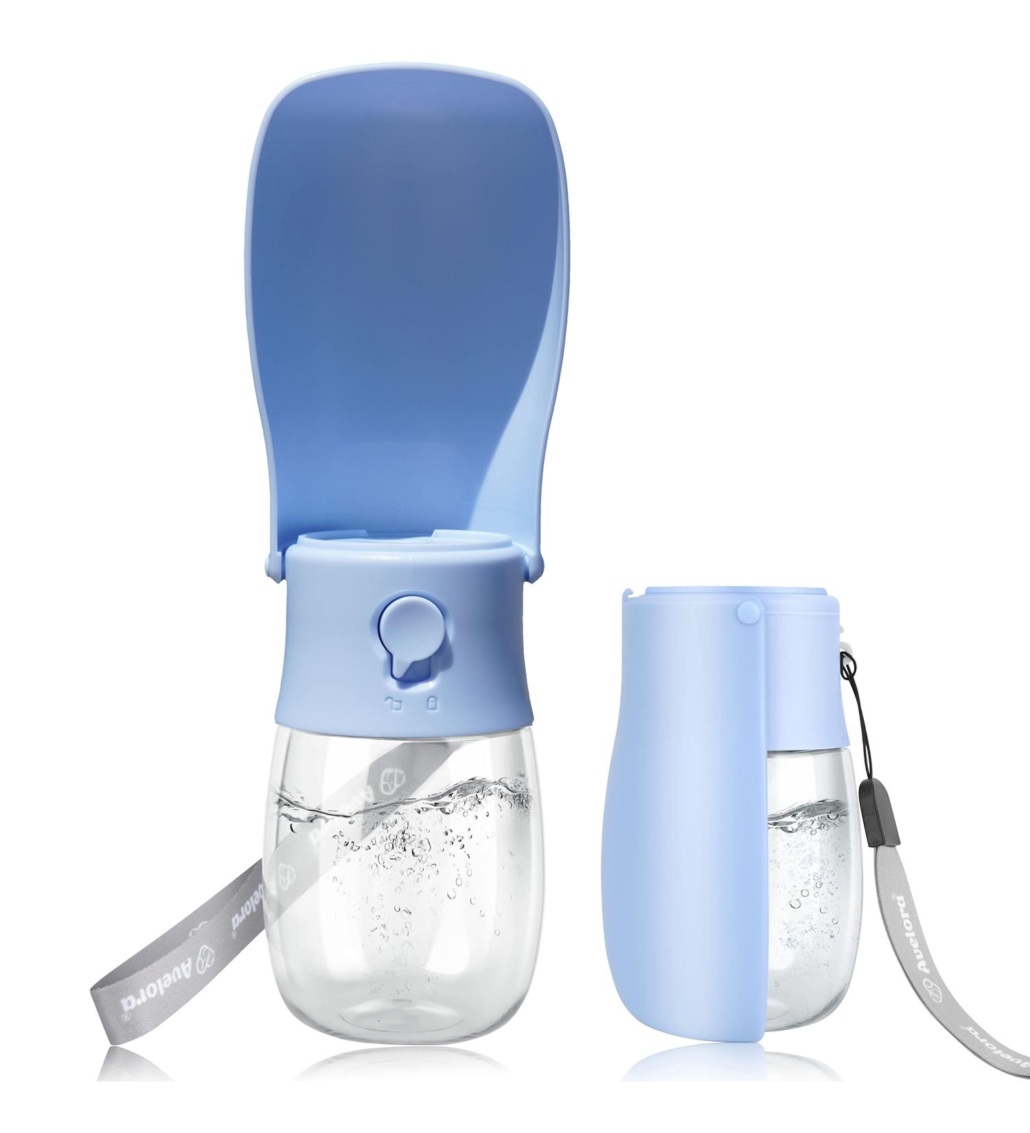AVELORA Foldable Dog Water Bottle 10oz Blue - Portable Pet Water Dispenser for Walking, Hiking, Travel - Dishwasher Safe - Ideal for Dogs, Cats, Rabbits, and Small Animals - Buy Online on GoSupps.com