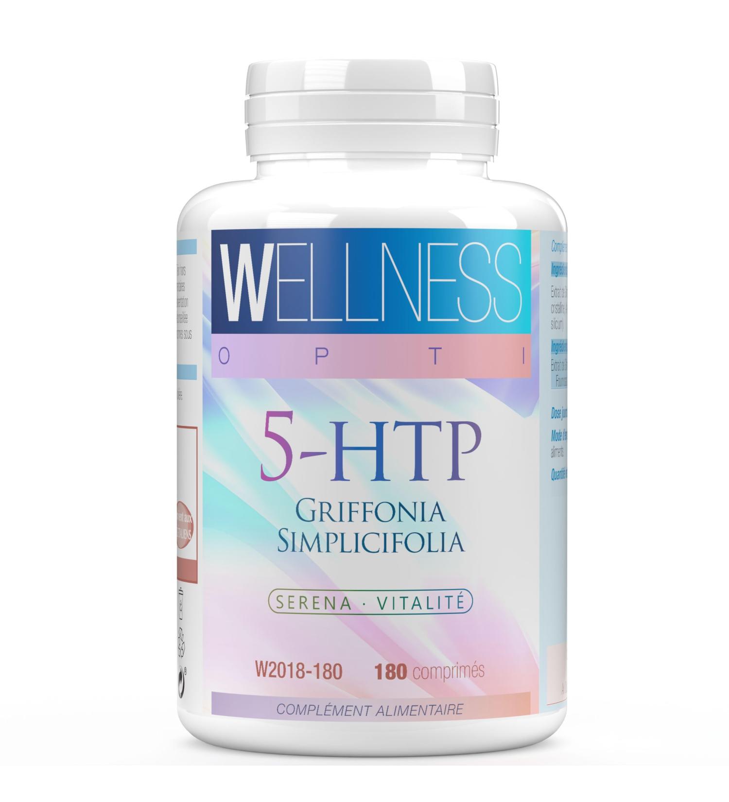 WELLNESS OPTI 5HTP Griffonia Simplicifolia Extract 490mg Per Tablet 180 Tablets - Natural Support for Your Daily Balance Enrich Your Routine With Natural Extracts - Buy Online on GoSupps.com