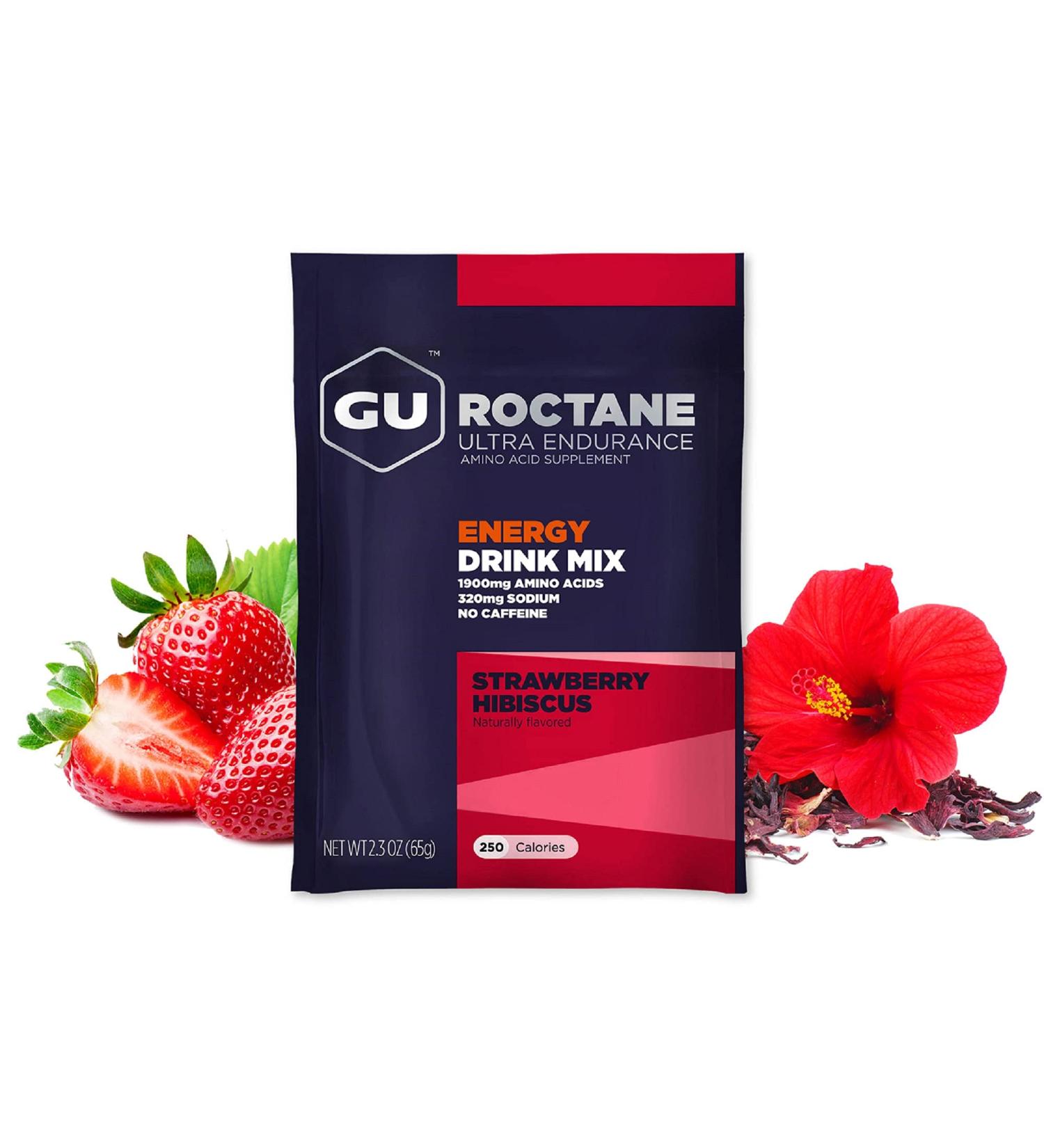 Gu Energy Roctane Ultra Endurance Energy Drink Mix - Strawberry Hibiscus - 10 Single Serve Packets - Buy Online on GoSupps.com
