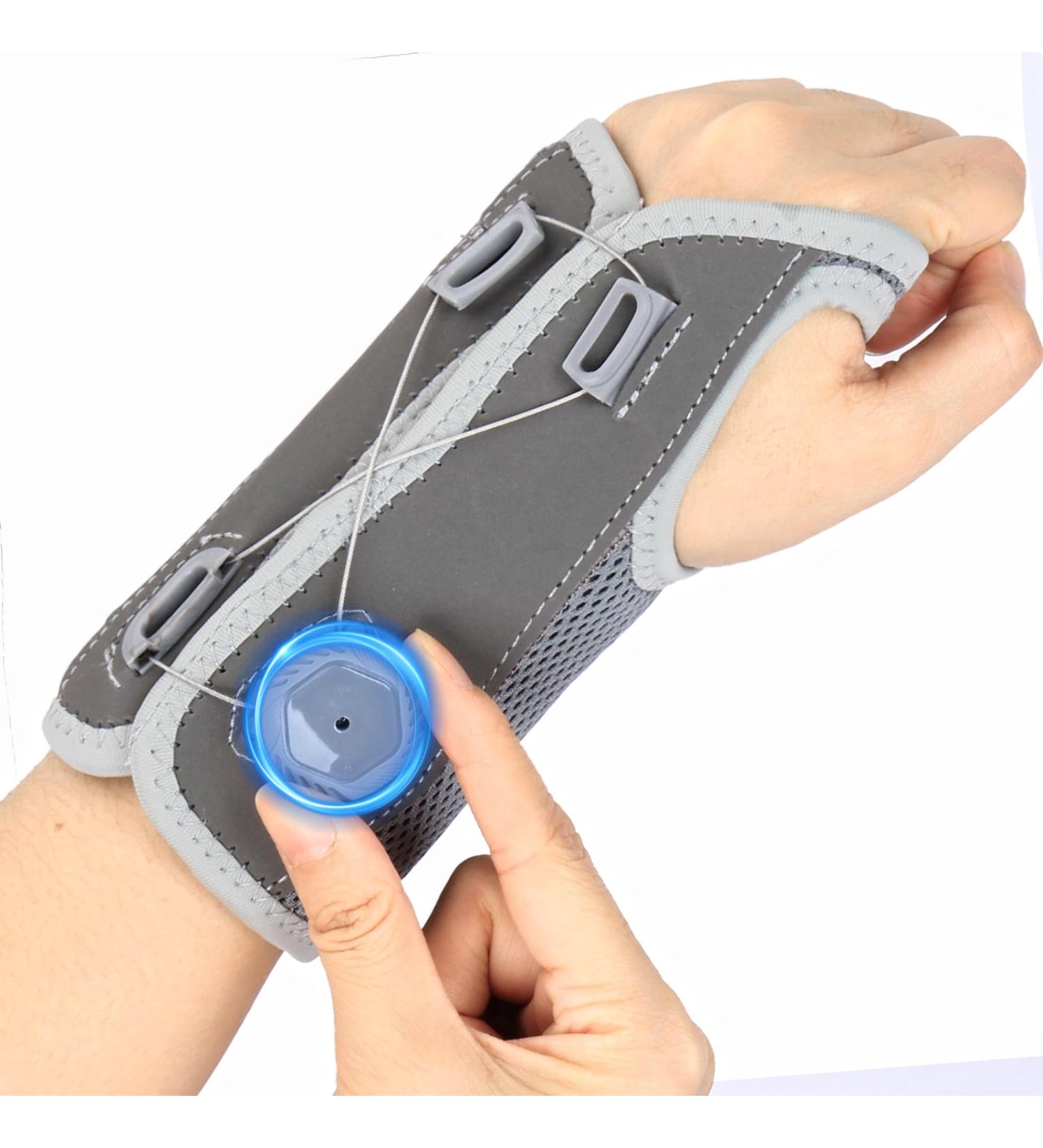 NuCamper Left Hand Carpal Tunnel Wrist Brace - Adjustable Support for Arthritis & Wrist Pain - Night Stabilizer for Men & Women - Gray Compression Sleeve - Buy Online on GoSupps.com