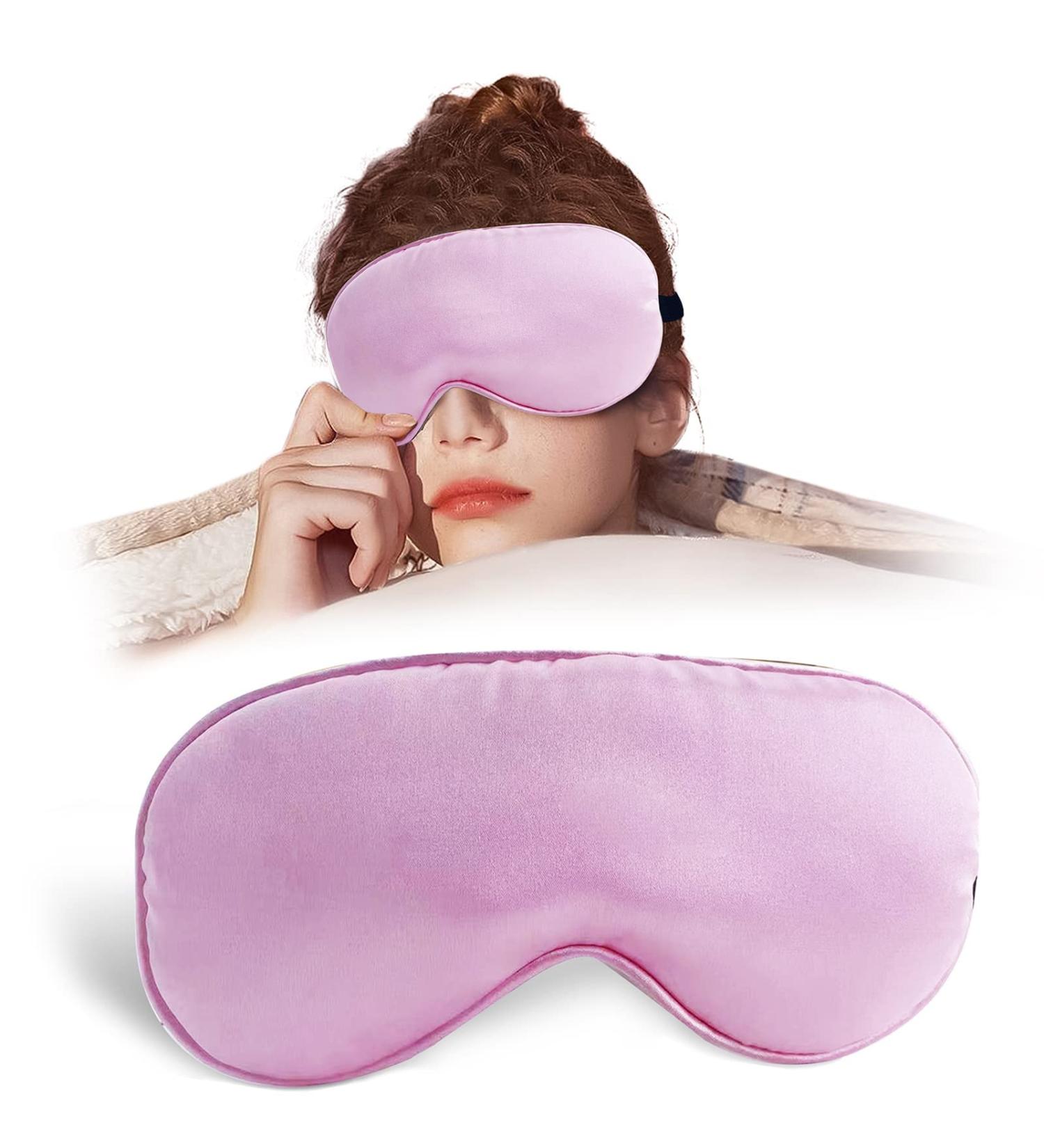Silk Satin Sleep Mask for Women - Pink | Adjustable Strap for Airplane Travel - Night Cover Blindfold for a Restful Sleep - Buy Online on GoSupps.com