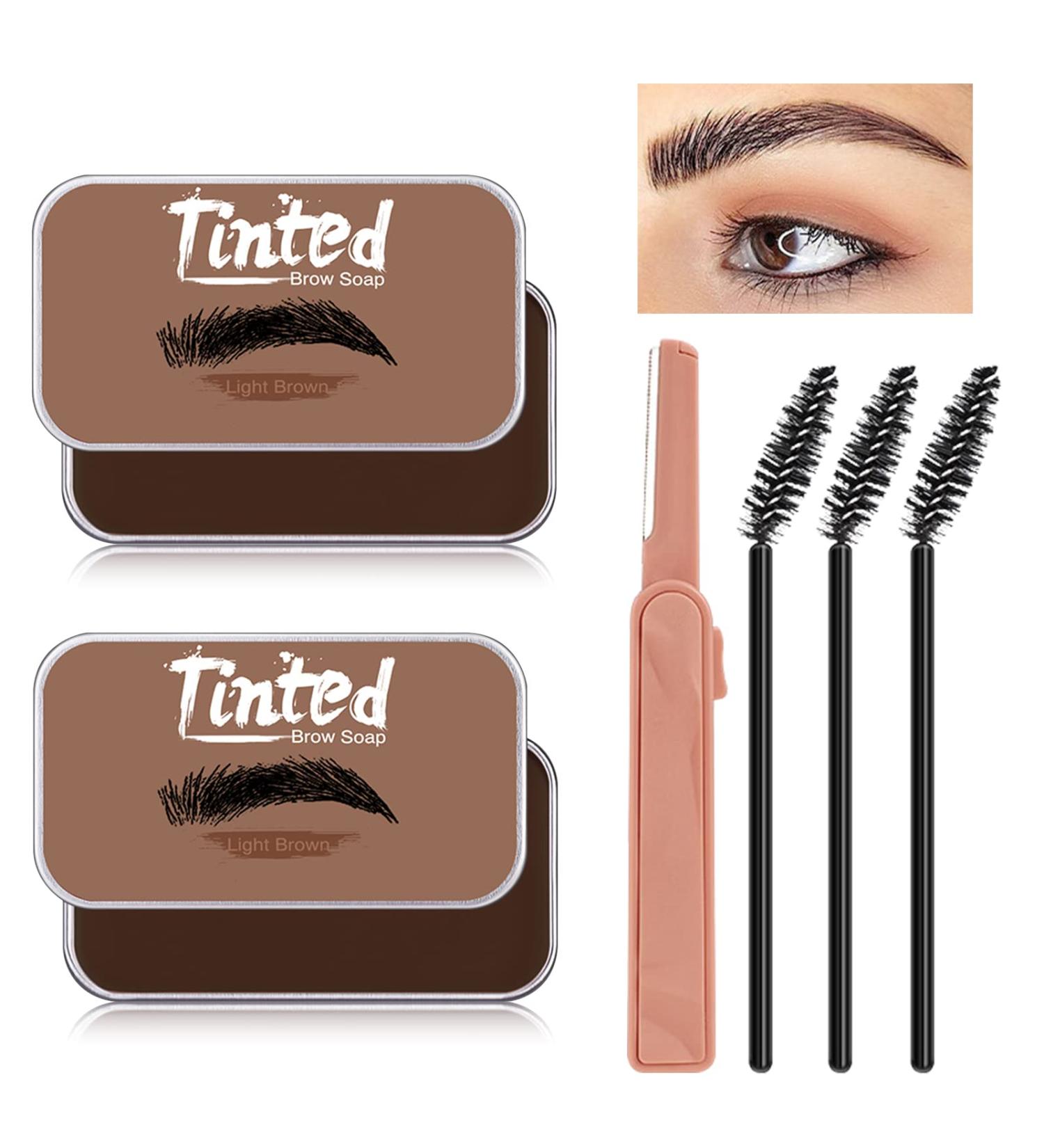 2PCS Erinde Tinted Eyebrow Soap Kit - Long Lasting & Waterproof Brow Styling Gel - Smudge-Proof Natural Makeup (Light Brown) - SET B - Buy Online on GoSupps.com