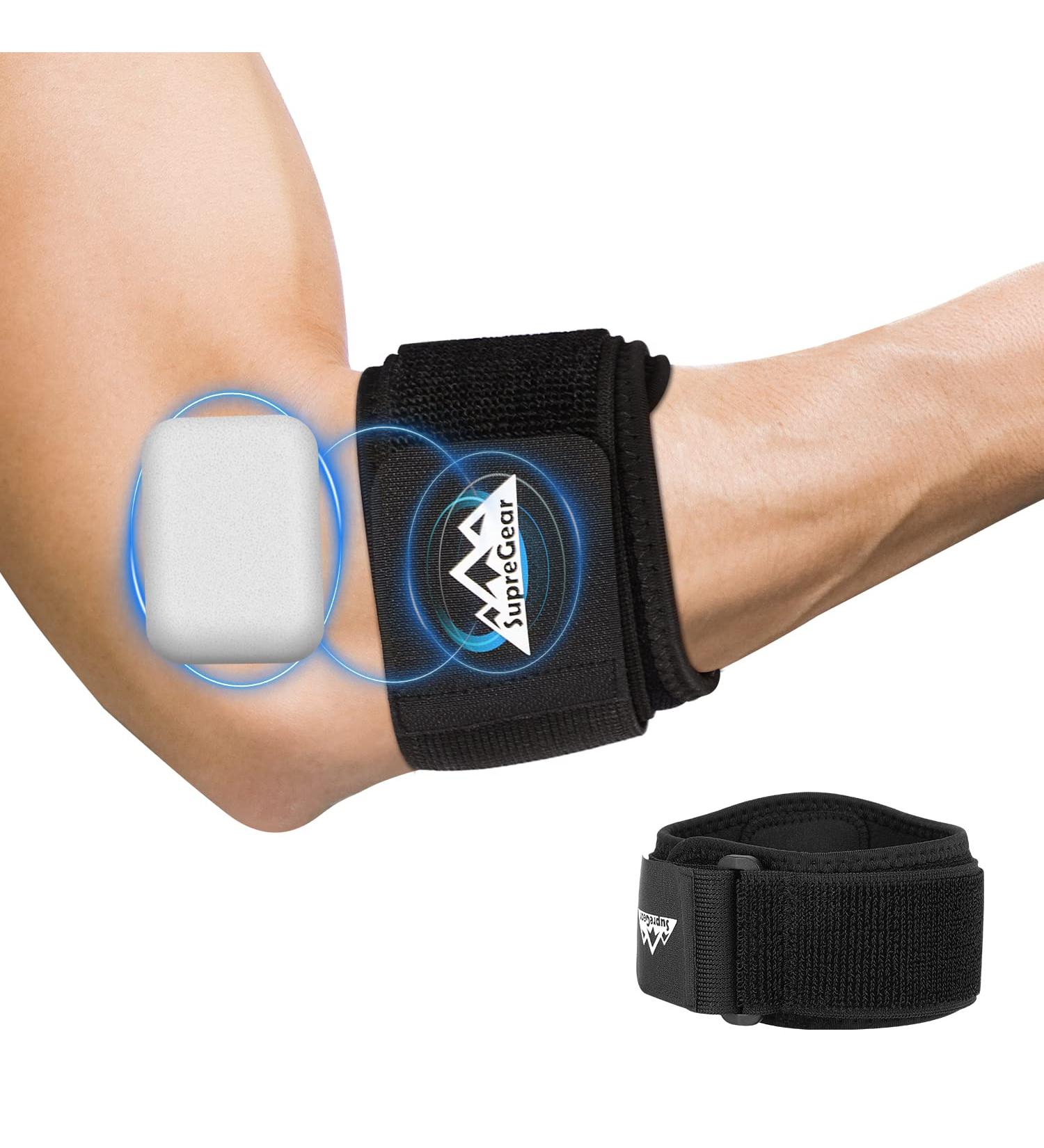 Supregear Elbow Brace Support Strap - Adjustable Compression Sleeve for Tendonitis & Tennis - Unisex Forearm Wrap for Sports Injury Recovery - Black - Buy Online on GoSupps.com