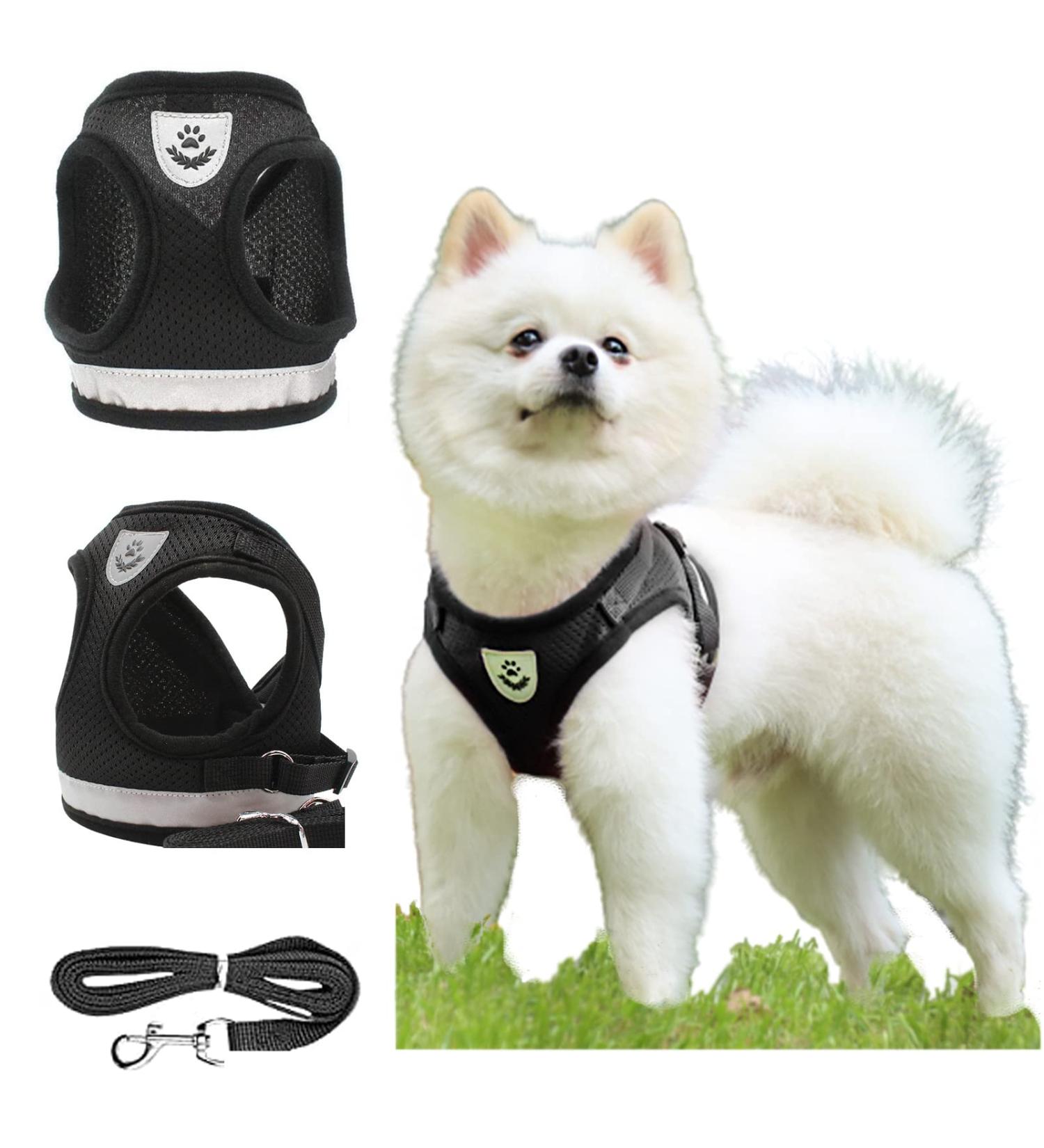 Dog Harness Dog Vest Harness Adjustable Reflective Breathable Soft Padded Pet Vest Harnesses Chest Harness for Small Medium Dogs and Cats- Easy Control for Outdoor Walking (Black-L) Black(L) - Buy Online on GoSupps.com
