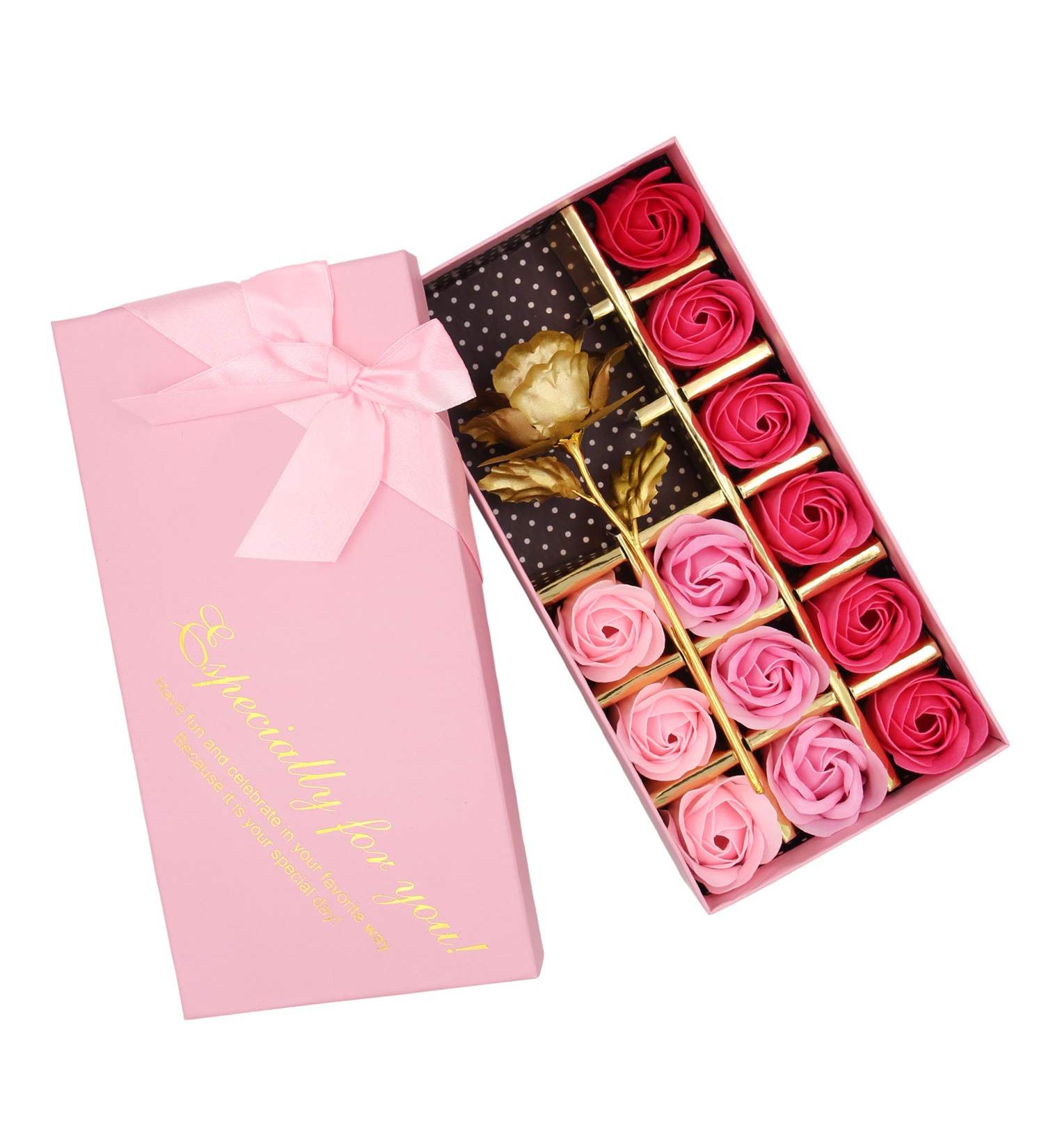 Rotumaty Floral Scented Bath Soap Rose Flower Petals Set - Perfect Gifts for Women, Girls, Mom - 12 PCS/Pink - Buy Online on GoSupps.com