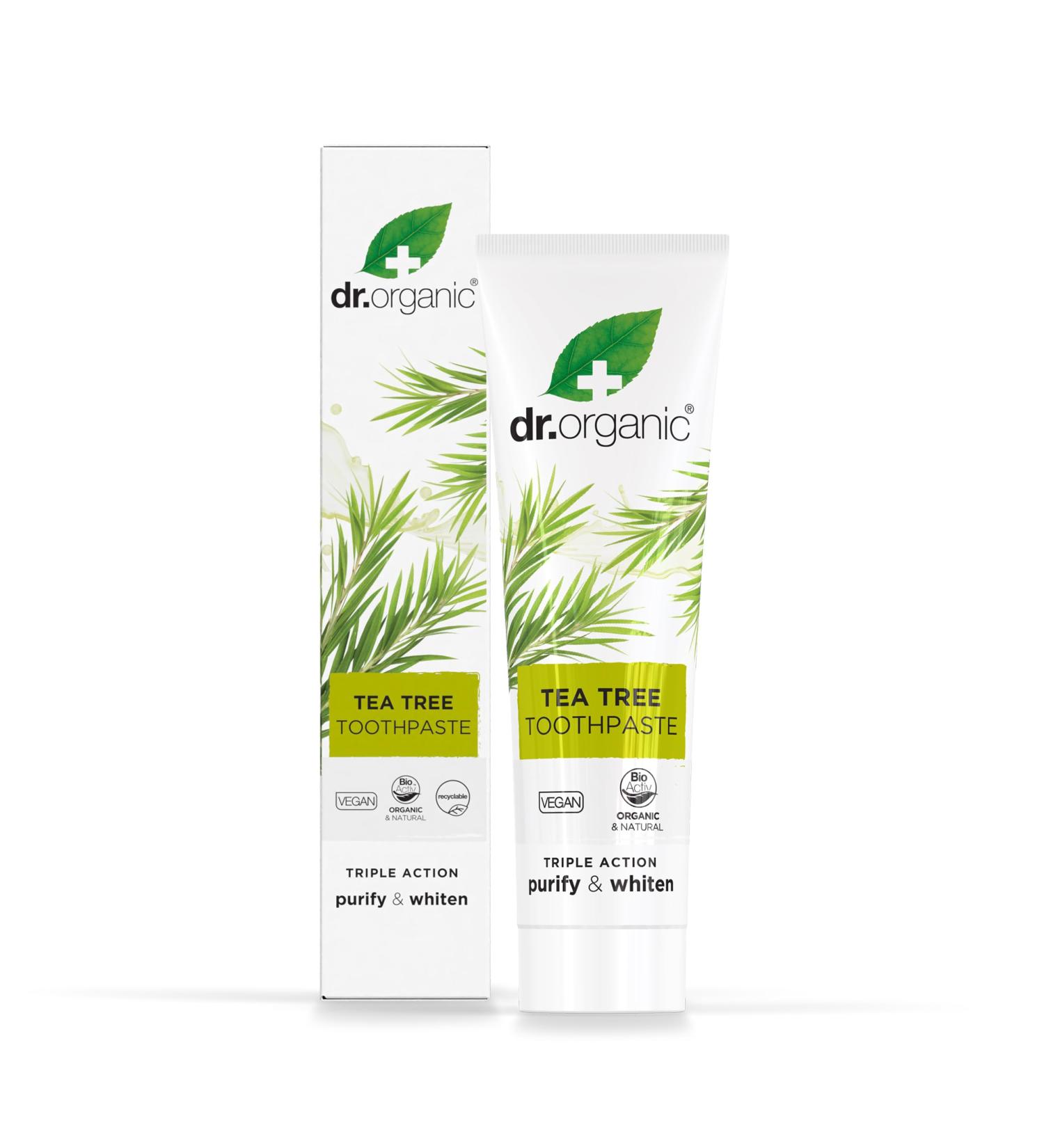 Buy Dr. Organic Tea Tree Toothpaste - Natural Vegan & Eco-Friendly - 100ml (1 Pack) - Paraben & SLS-Free Animal Test-Free - Buy Online on GoSupps.com