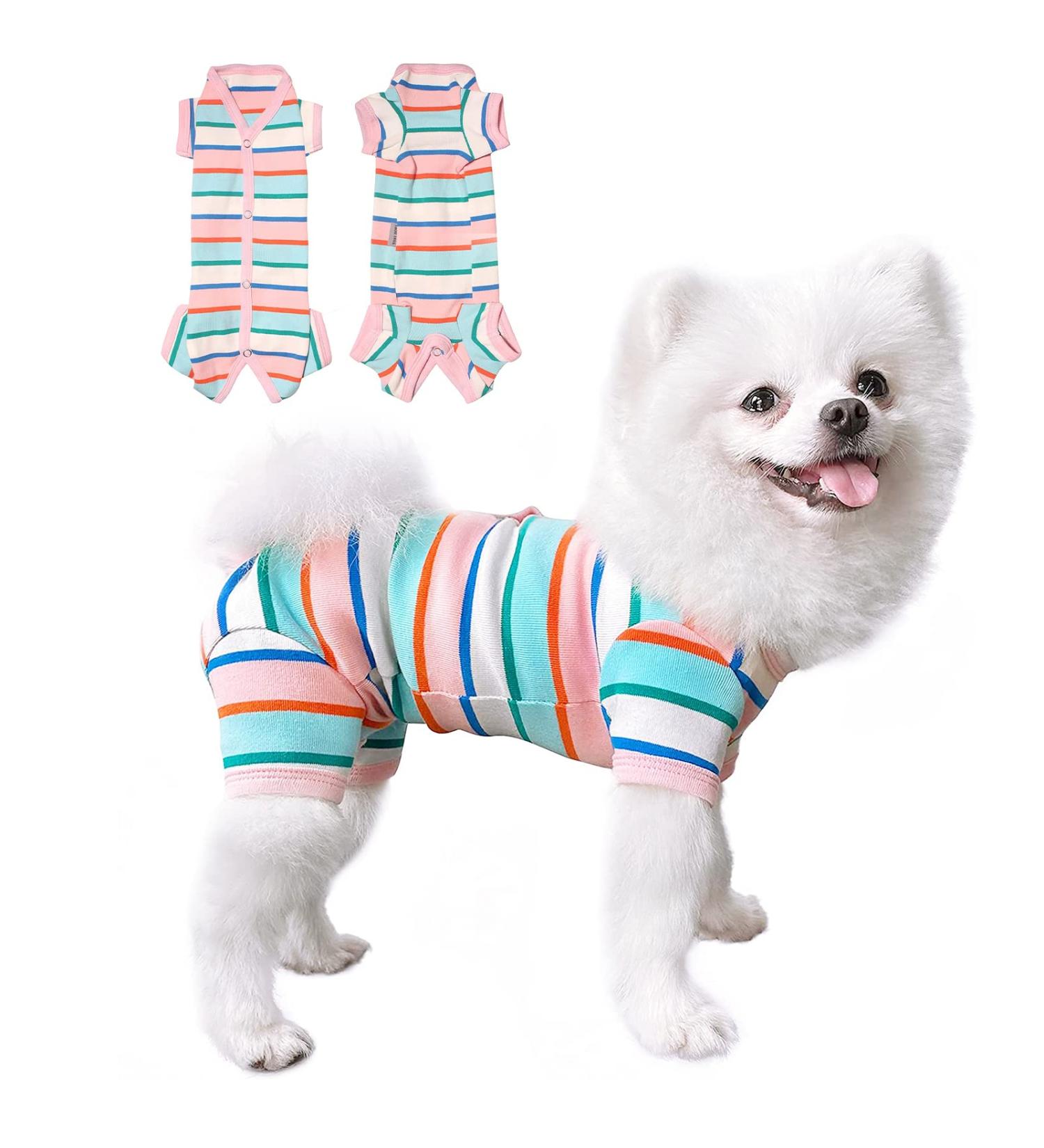 Tony Hoby Dog Suit for Women & Men | Soft Cotton 4-Legged Striped Overall for Comfortable Sleep | M Pink & White Girls - Buy Online on GoSupps.com