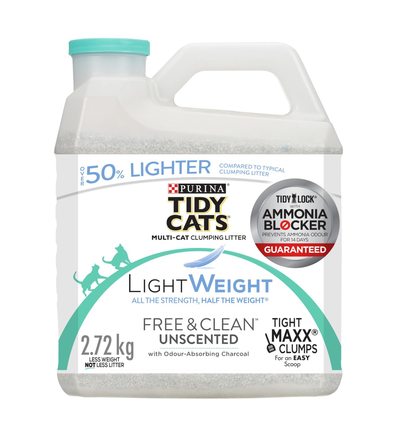 Tidy Cats Free & Clean Cat Litter LightWeight Unscented Multi-Cat - 2.72 kg Jug 2.72 kg Jug (1 Pack) - Buy Online on GoSupps.com