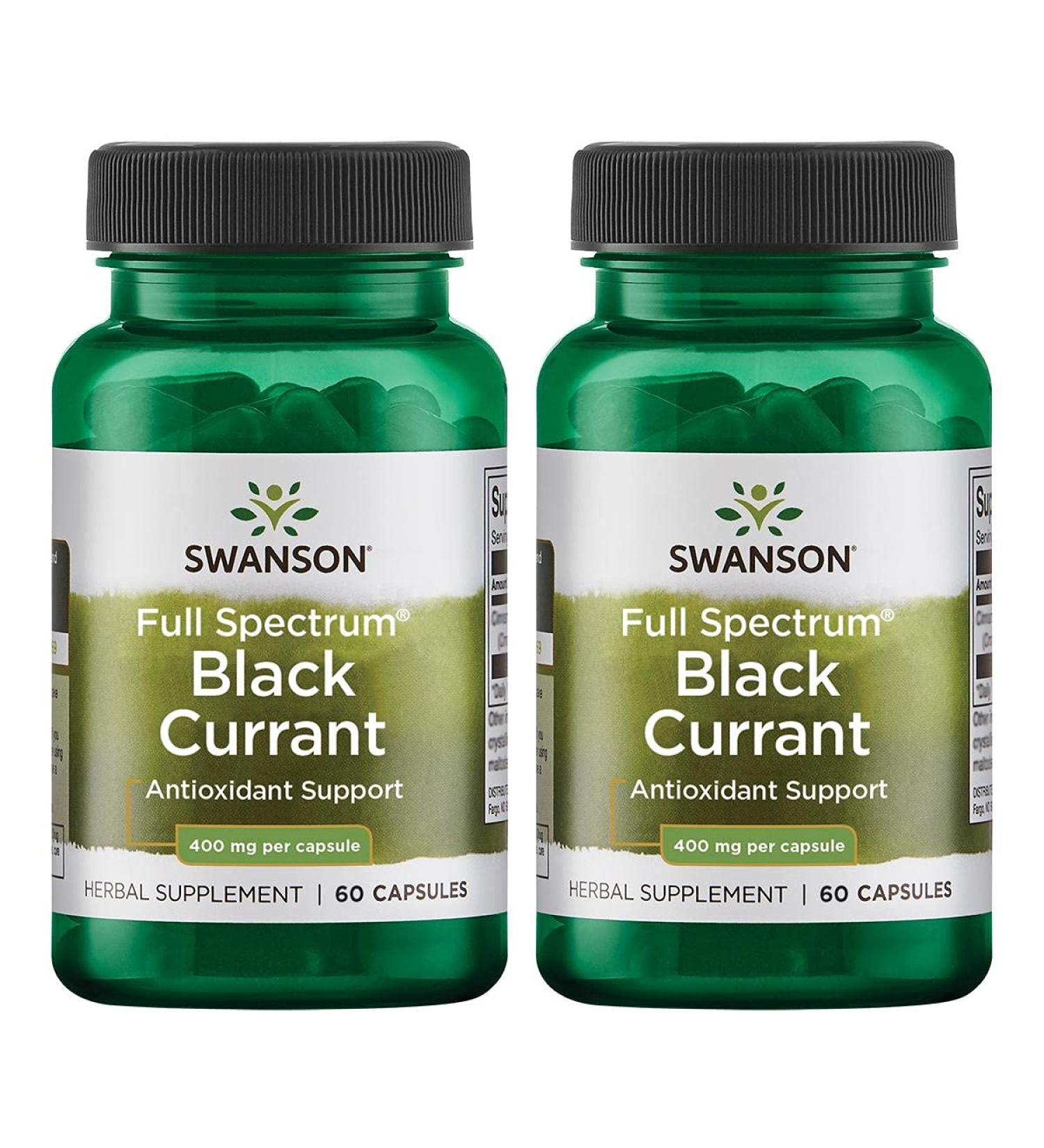 Swanson Full Spectrum Black Currant 400mg - 60 Capsule Pack (2 Pack) - Premium Antioxidant Supplement for Immune Support - International Shipping Available - Buy Online on GoSupps.com