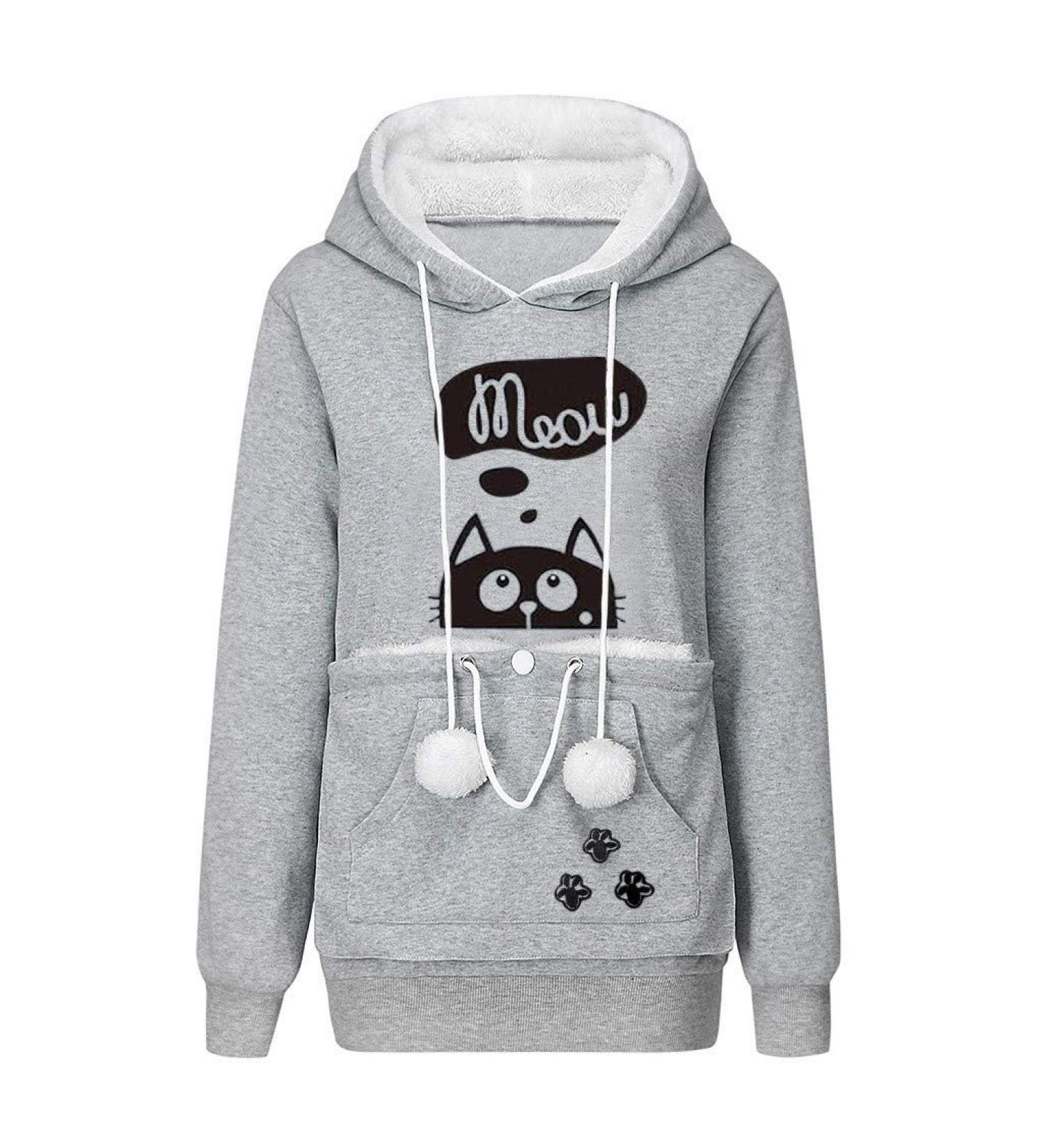Shop Womens Long Sleeve Cat & Dog Hoodie Sweatshirt with Zipper - Cozy Animal Print Sweater - Buy Online on GoSupps.com