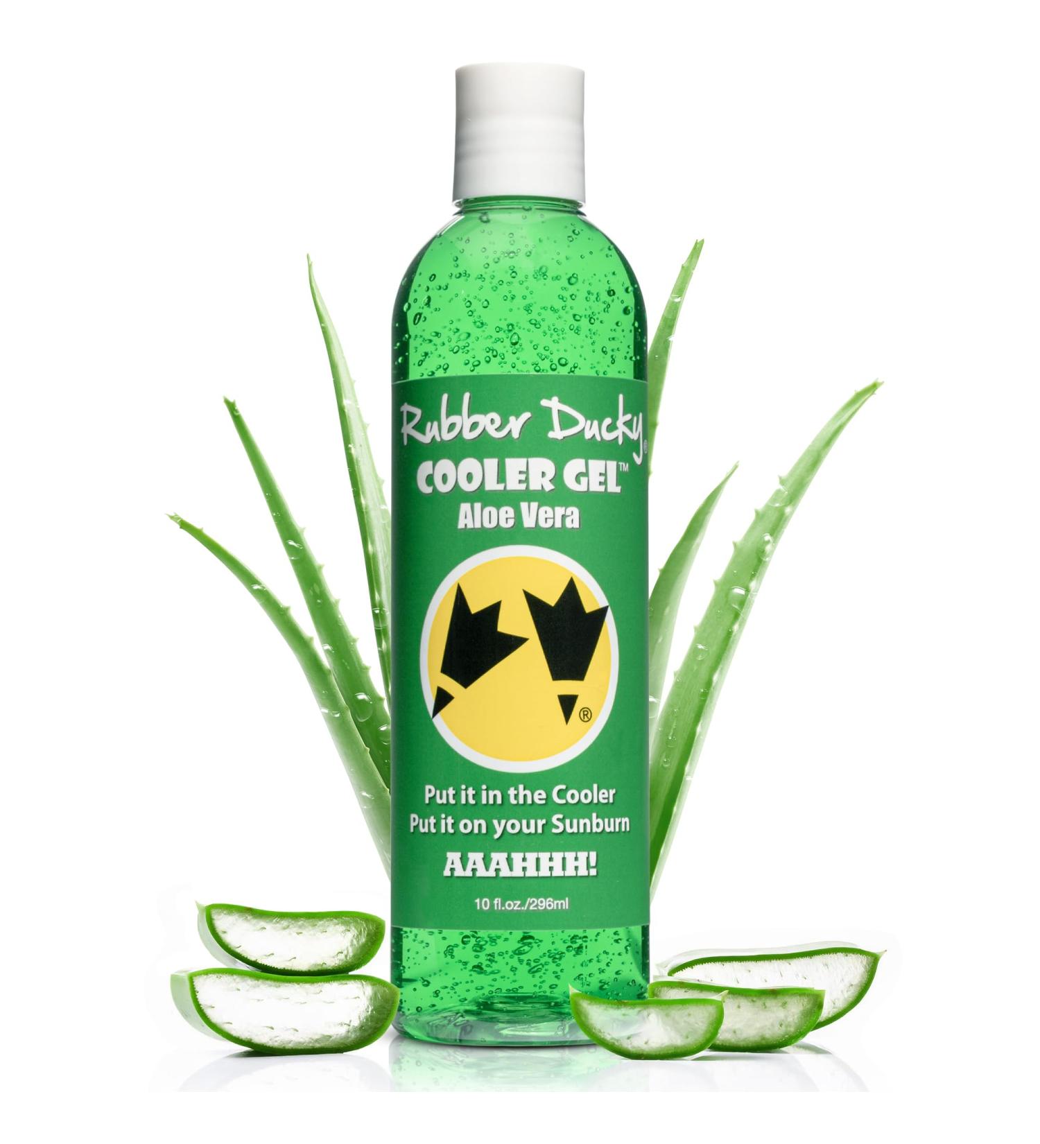 Rubber Ducky Cooler Gel - Soothing Aloe Vera Gel for Sunburn Relief | Fast Absorbing Vegan After Sun Care with Vitamin E & Tea Tree Oil | 10 oz - Buy Online on GoSupps.com