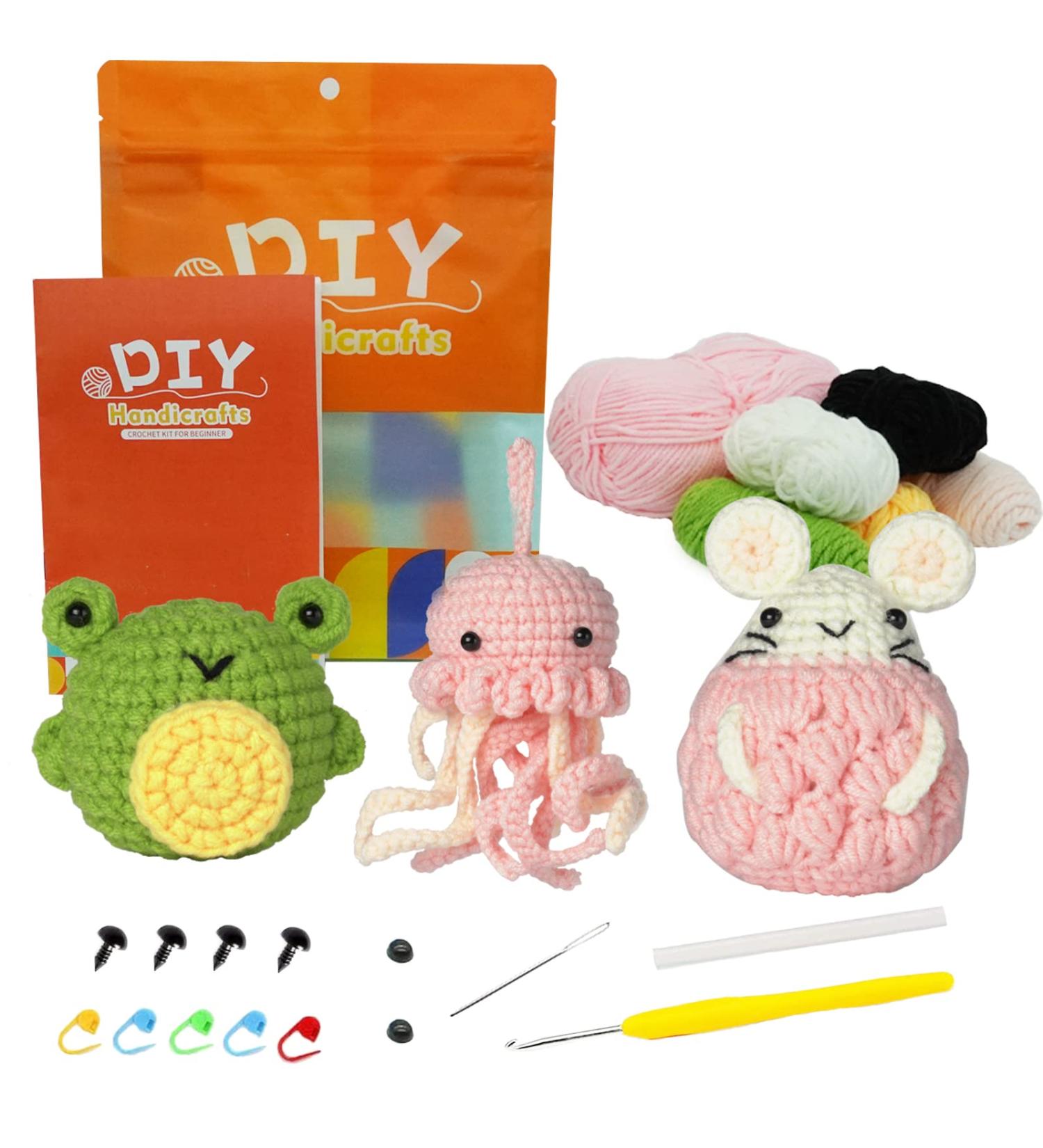 MINMUNJIU Crochet Kit for Beginners - 3 Pack Cute Small Crochet Animal Kit with Detailed Course Materials and Step-by-Step Video Tutorials - Buy Online on GoSupps.com