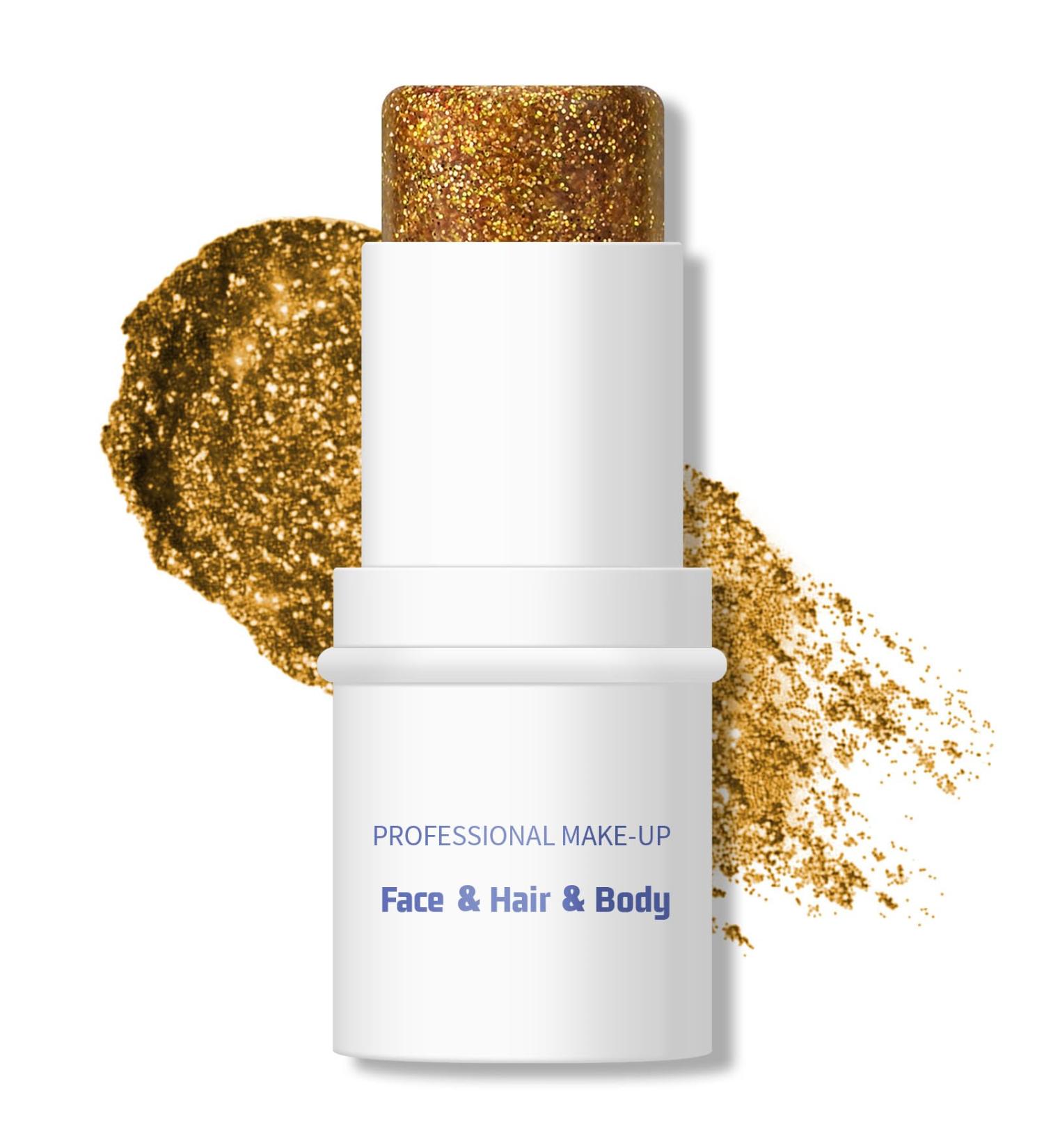 KYDA Body Glitter Stick Chunky Glitter Gel for Face Body Hair Sparkling Holographic Mermaid Sequins Paint Waterproof Multiuse Makeup Glitter Gel Golden - Buy Online on GoSupps.com