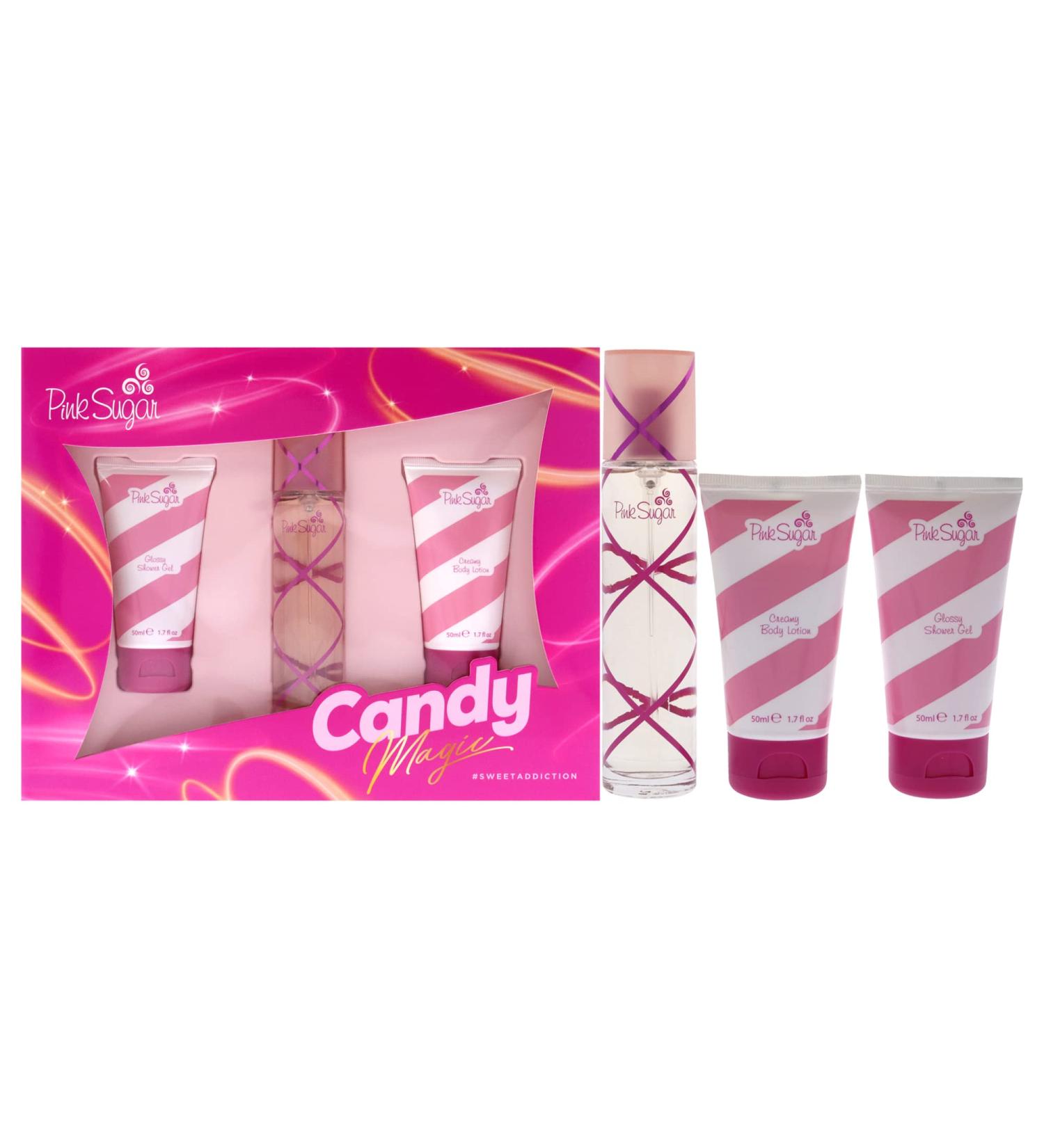 Aquolina Pink Sugar Candy Magic 3 Pc Gift Set - EDT Spray, Shower Gel, Body Lotion - Buy Online on GoSupps.com
