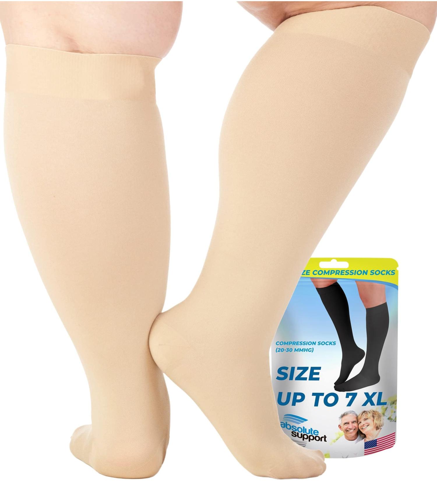 Absolute Support Opaque Compression Stockings for Men & Women - Class 2 20-30 mmHg | Ideal for Varicose Veins Swelling Lymphedema Lipedema | Beige 6XL - Buy Online on GoSupps.com