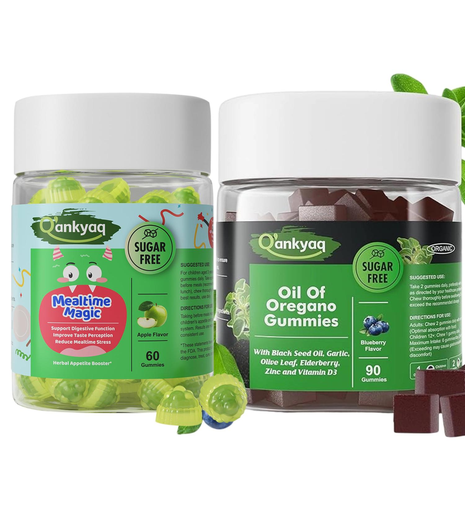 Q'ankyaq Oregano Oil with Black Seed Oil Organic Gummies for Kids and Adults Appetite Booster Gummies for Kids Ages 3+ - Buy Online on GoSupps.com