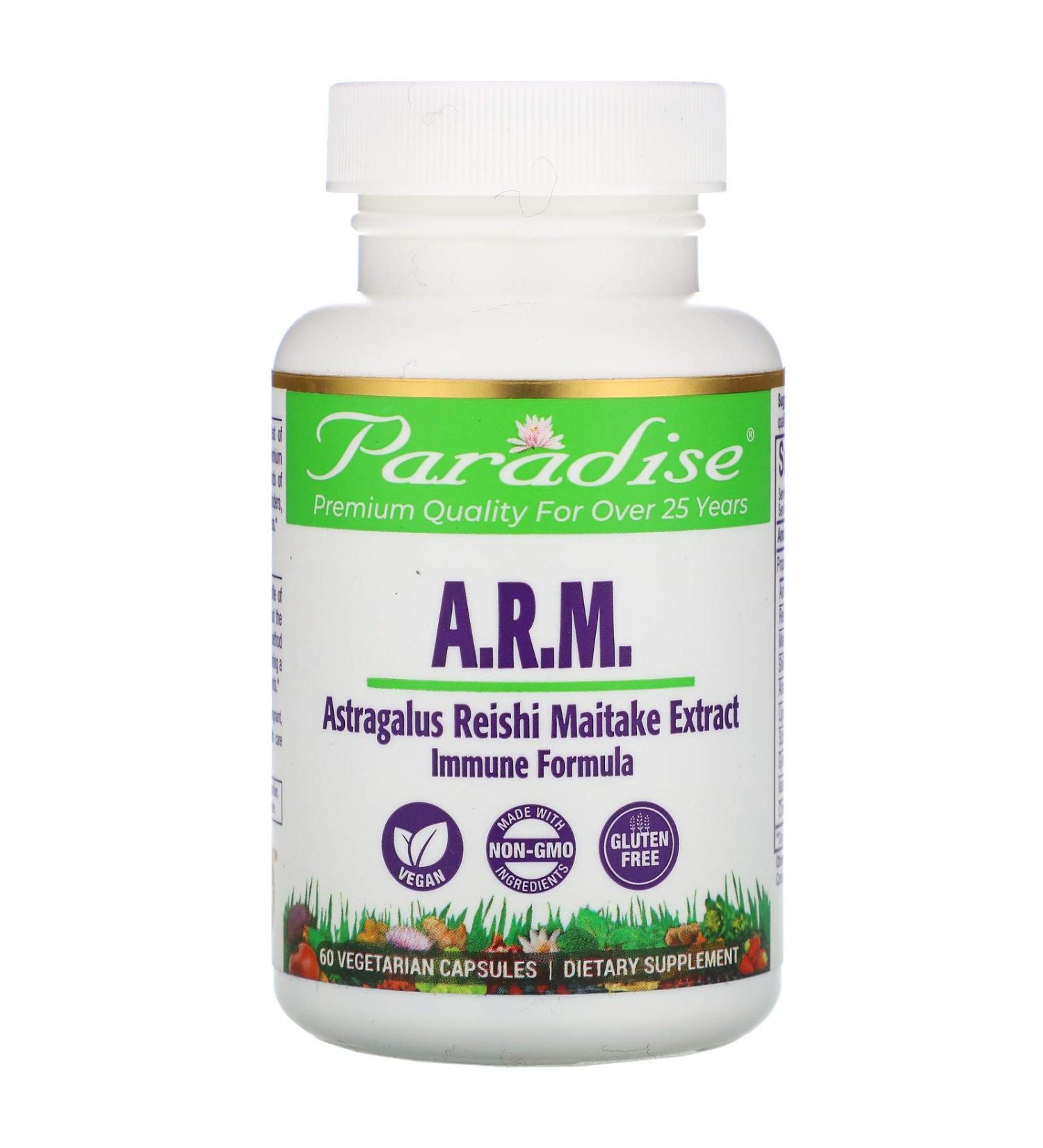 Paradise Herbs Astragalus Reishi Maitake 60 Vegetarian Capsules