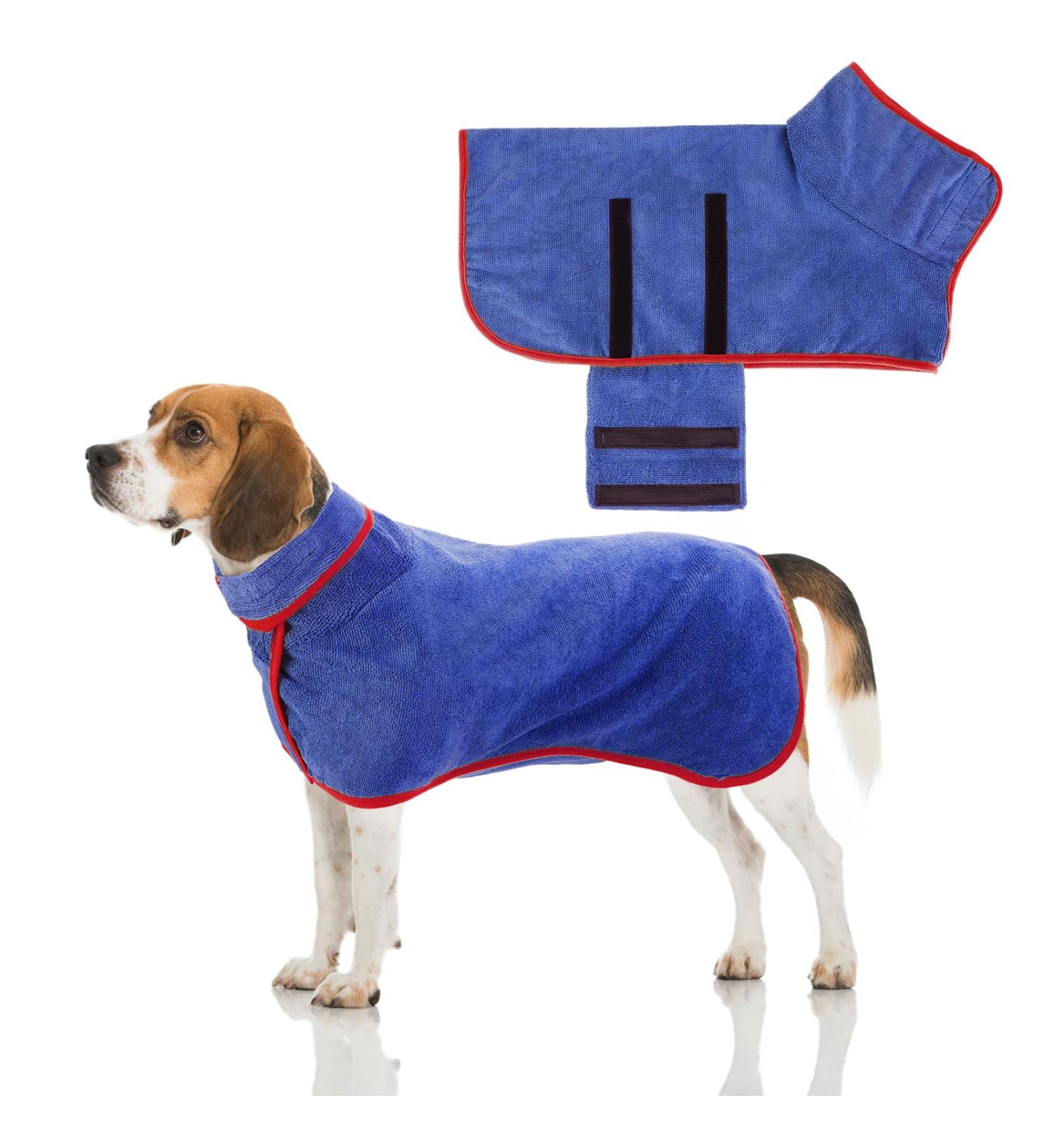 Jostift Microfiber Dog Bathrobe - Absorbent & Quick-Drying Towel for All Dog Sizes (Blue Medium) - Adjustable Straps for Ultimate Comfort - Buy Online on GoSupps.com