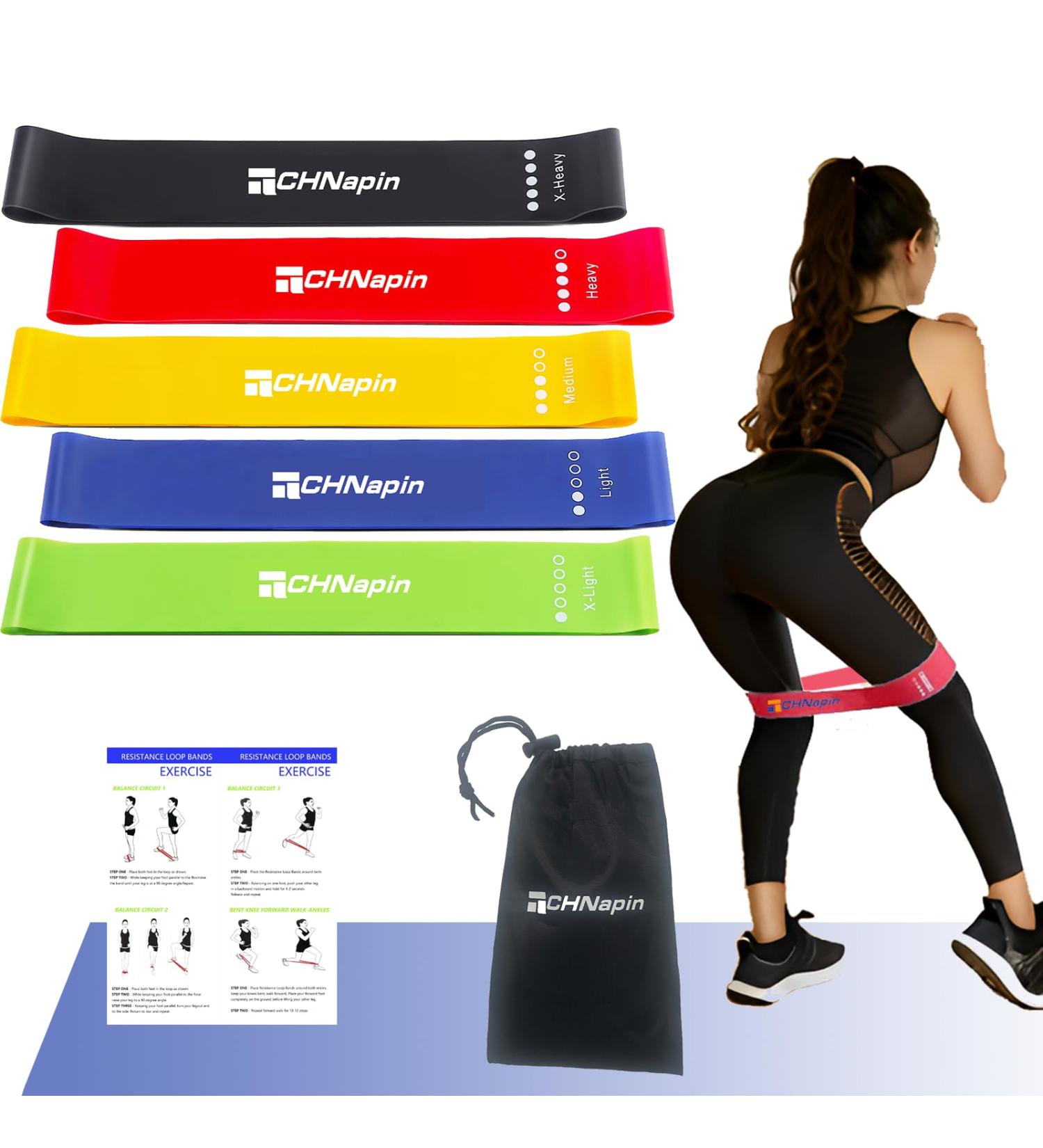 5-Piece Resistance Loop Bands Set - Versatile Exercise Bands for Yoga Pilates Rehab & Home Workouts - 5 Resistance Levels - Buy Online on GoSupps.com
