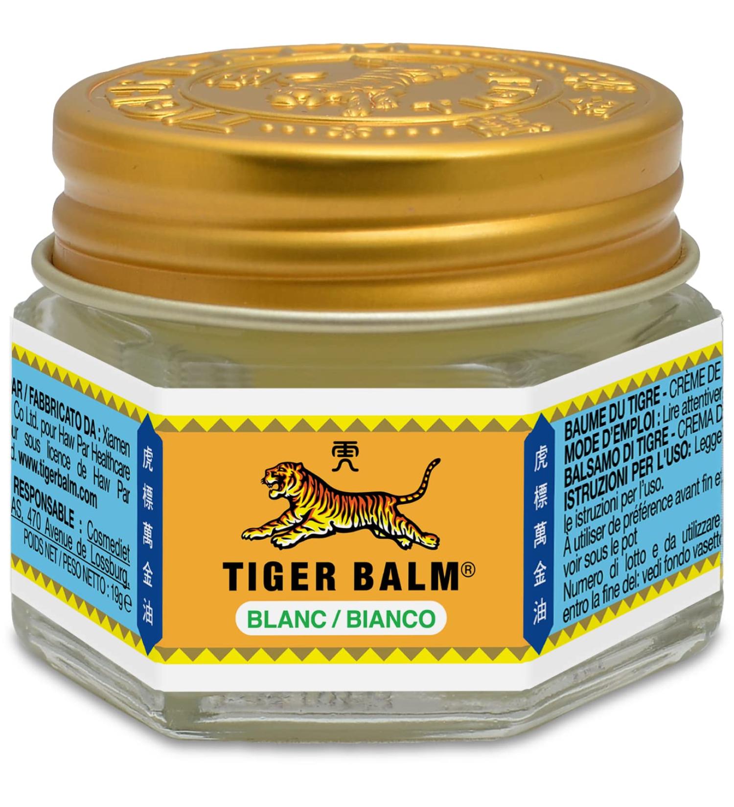 Tiger Balm - BAUME DU TIGRE Blanc - Baume effet froid - Parfum menthol - Pour sportifs apr s l'effort ou en massage de la poitrine ou des tempes. En massage pour se relaxer - 19 g 9.5 g (Lot de 2) 2 - Buy Online on GoSupps.com