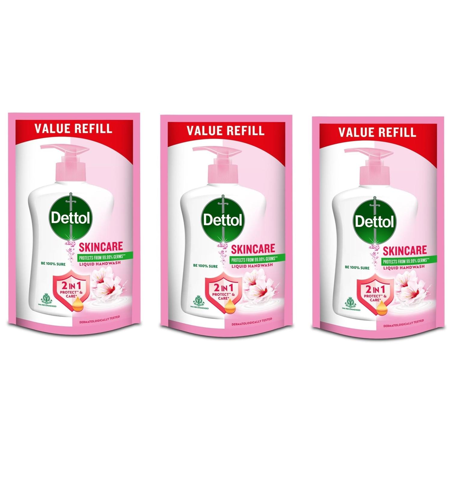 Dettol Skincare pH Balanced Liquid Handwash Refill Pouch (175ml) pack of 3 - Buy Online on GoSupps.com