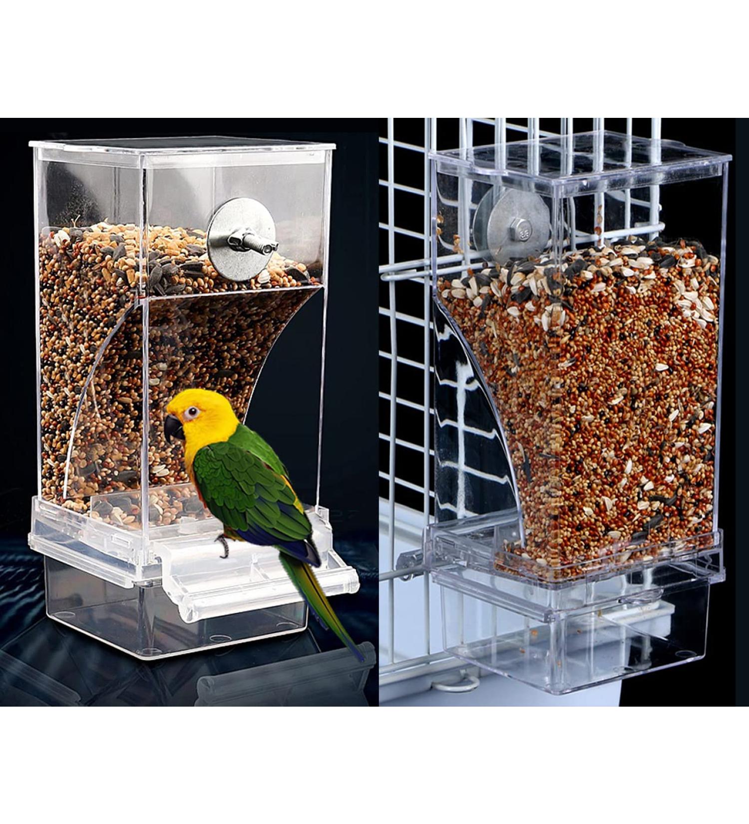 Kenond Automatic Bird Feeder - No-Mess Finch Foraging Feeders - Acrylic Parrot Integrated Seed Feeder - Small Birds Cage Accessories (2 Pack) - Buy Online on GoSupps.com