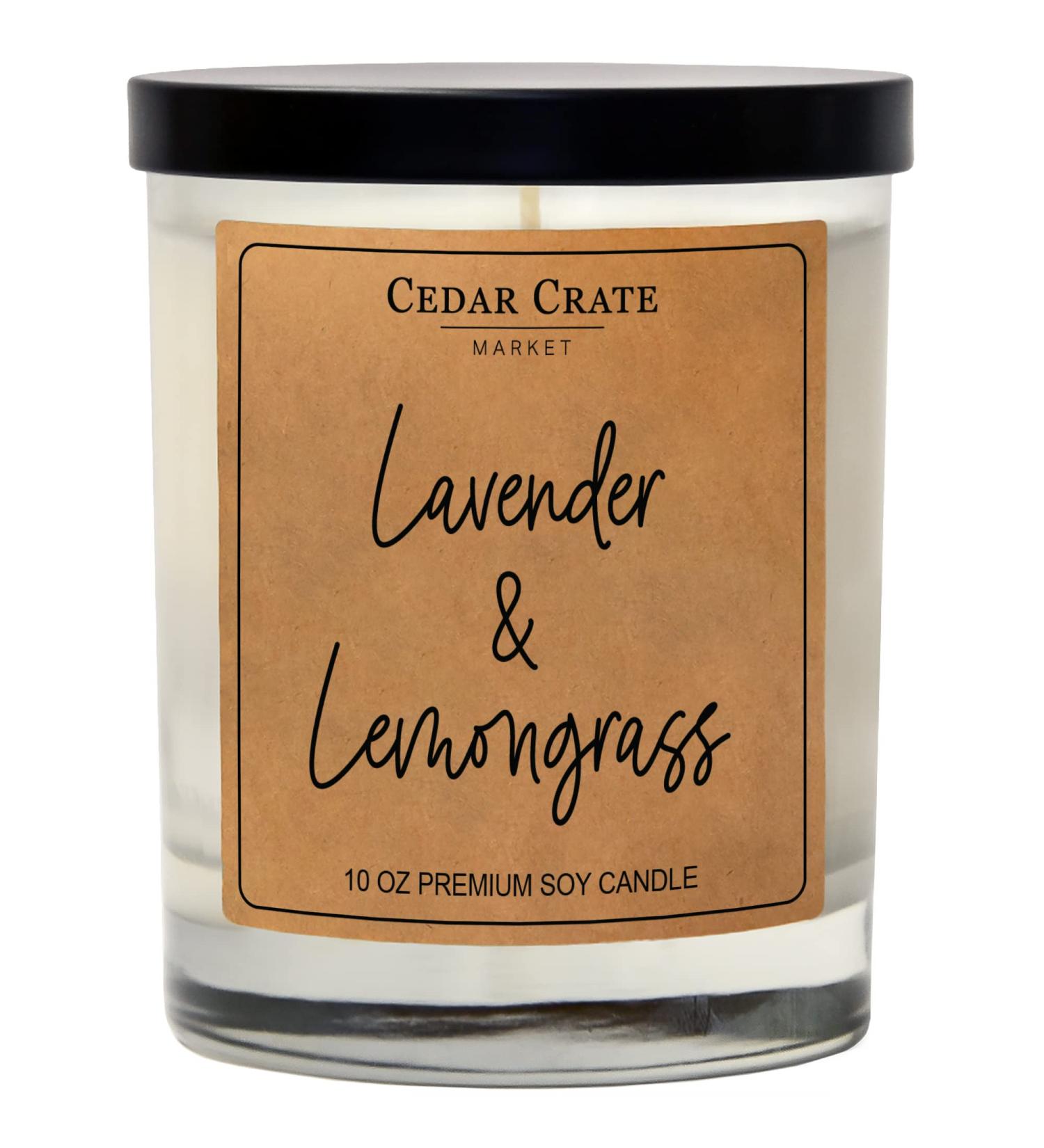 Cedar Crate Market | Lavender Lemongrass Candles - Scented Soy Wax Gifts for Aromatherapy - 13.5 oz Made in USA - Buy Online on GoSupps.com