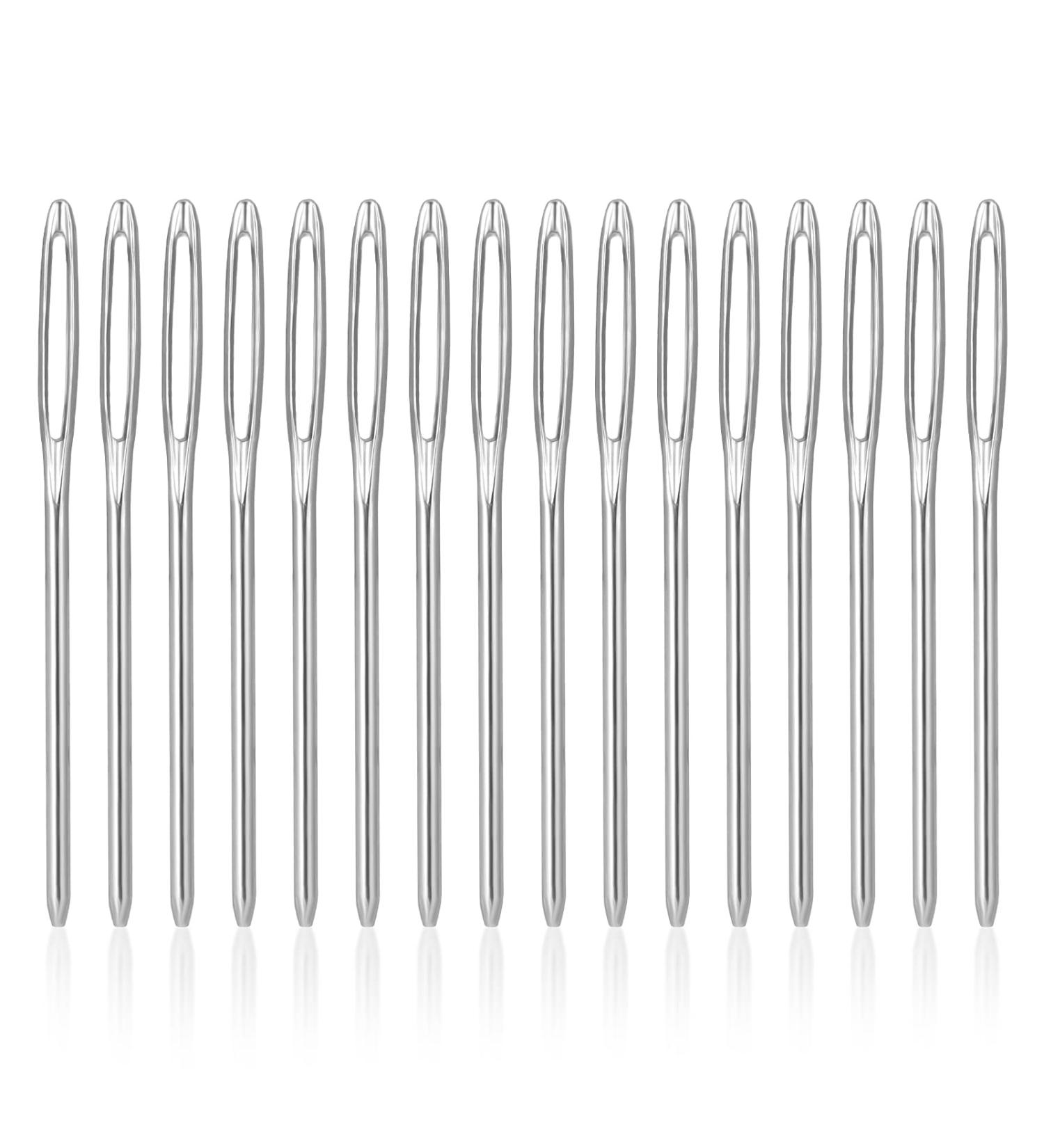 18pcs Large-Eye Blunt Needles for Yarn Knitting and Sewing Projects - Silver - Buy Online on GoSupps.com