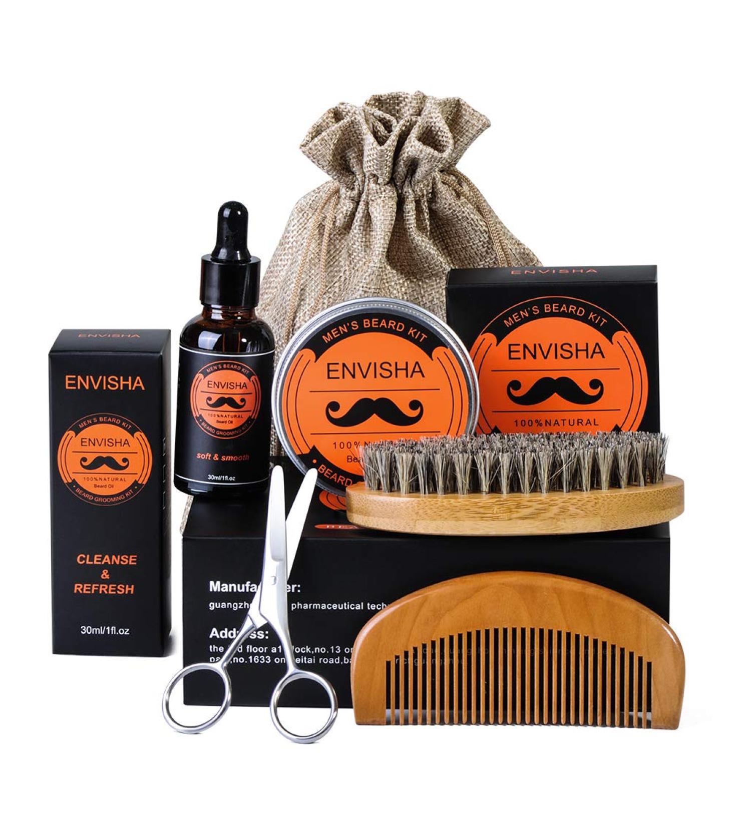 Sweet Carrot Beard Care Set - Beard Balm Oil Brush & Comb Gift Set for Men - Travel Ready - Buy Online on GoSupps.com