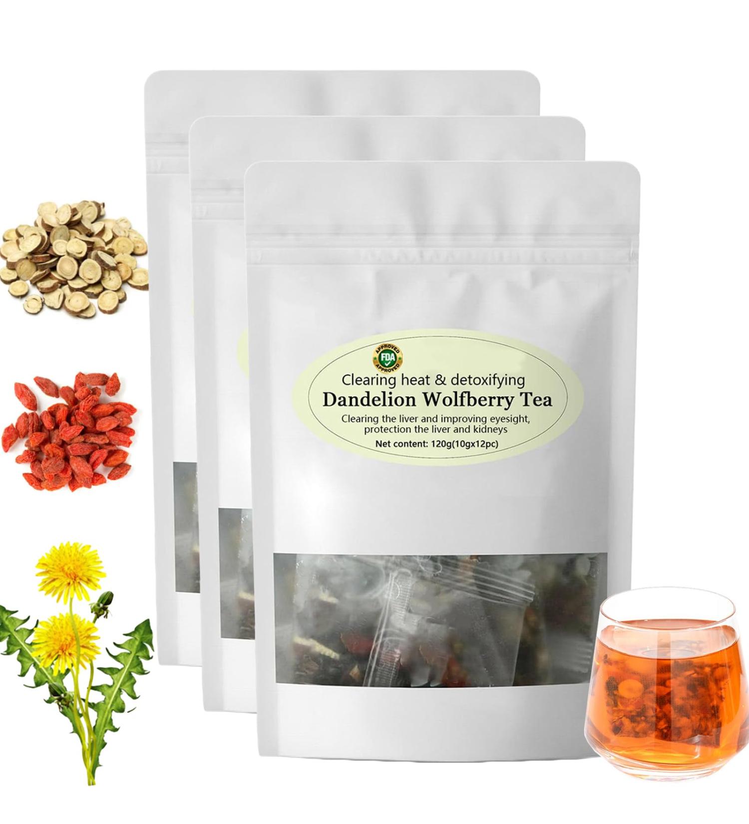 Dandelion Wolfberry Tea dandelion tea Organic Bag Dandelion Root Tea Seven Herbal Ingredients (3Bags) - Buy Online on GoSupps.com