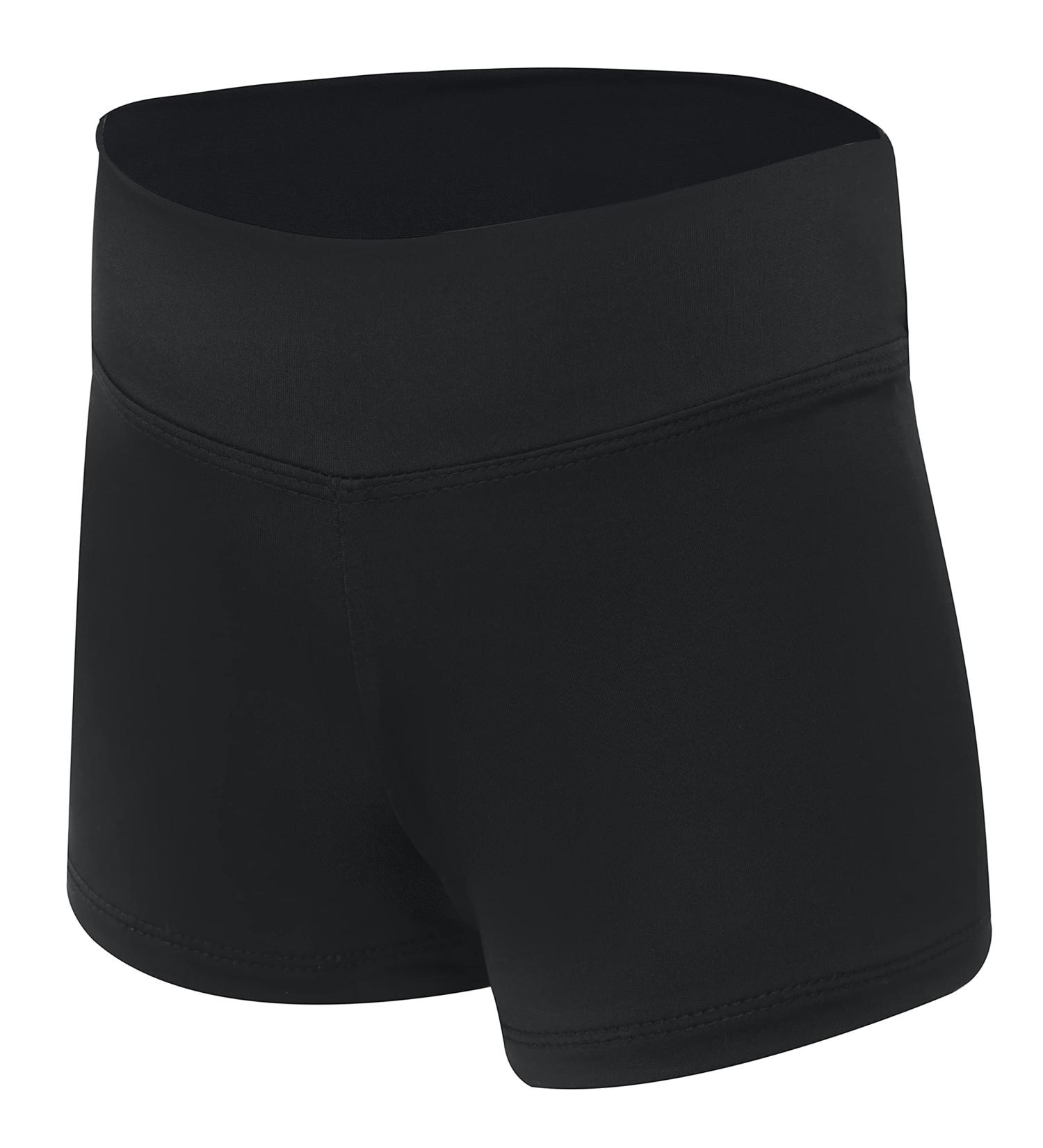 Dancina Girls Gymnastics Shorts - Classic & Metallic Ice Dance Wear | Size 12, Solid Black - Buy Online on GoSupps.com