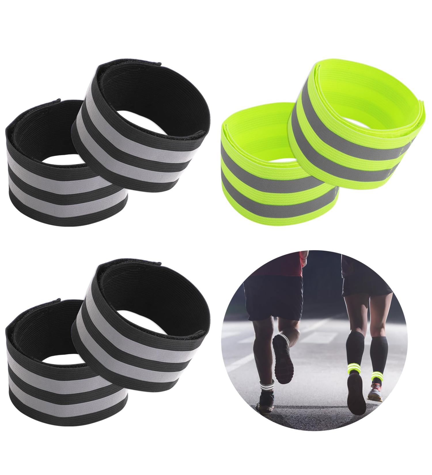 Deepton 6-Piece Bike Pants Bracket Set - Elastic Reflector Strap & Velcro Fastener - Reflective Tapes for Cycling & Jogging - Black & Neon Yellow Green - Buy Online on GoSupps.com