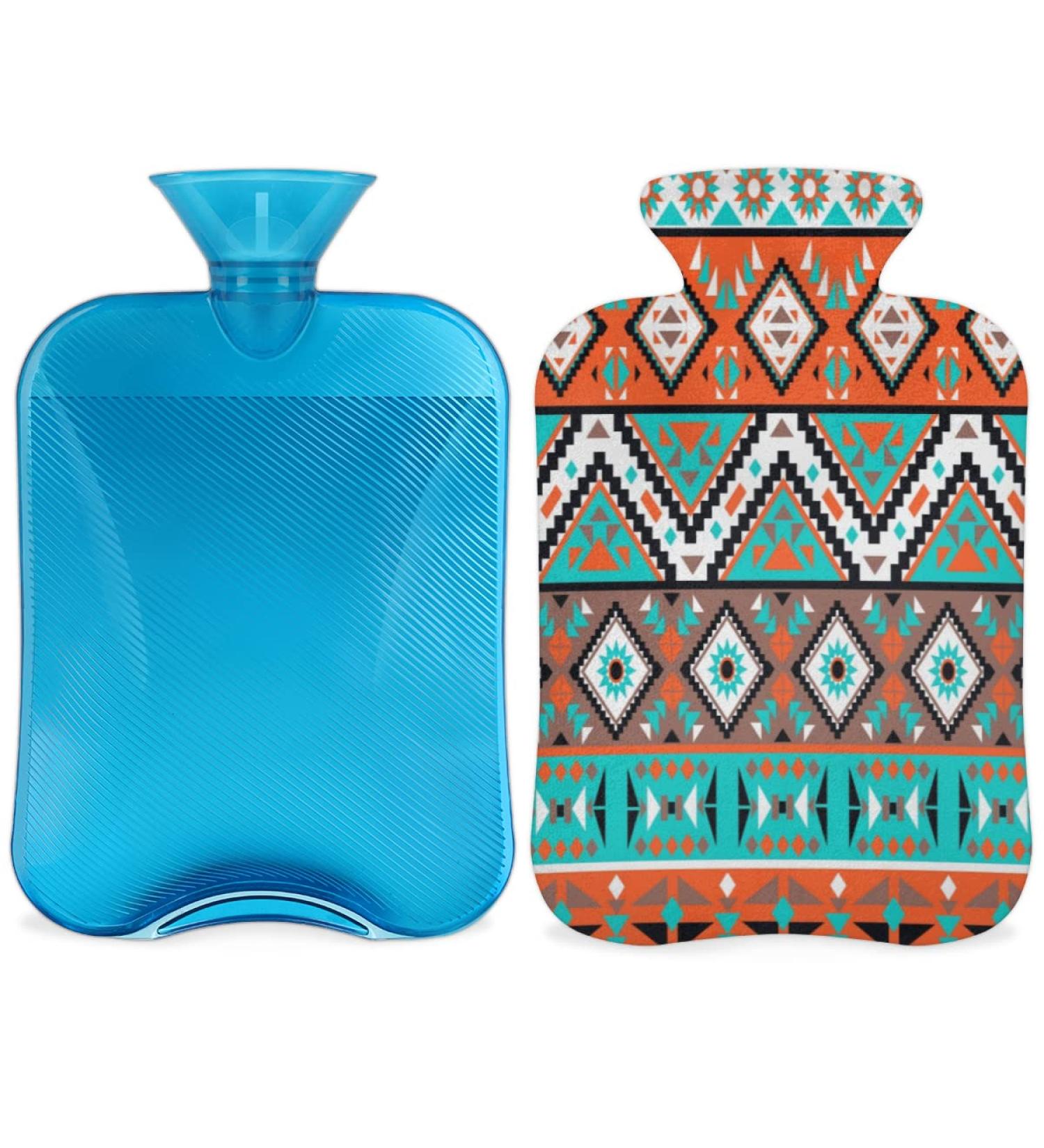 2L Hot Water Bottle for Pain Relief - Aztec Pattern PVC Ice & Warming Bag for Cold & Heat Therapy Menstrual Cramps Feet & Hand Warmer - Buy Online on GoSupps.com