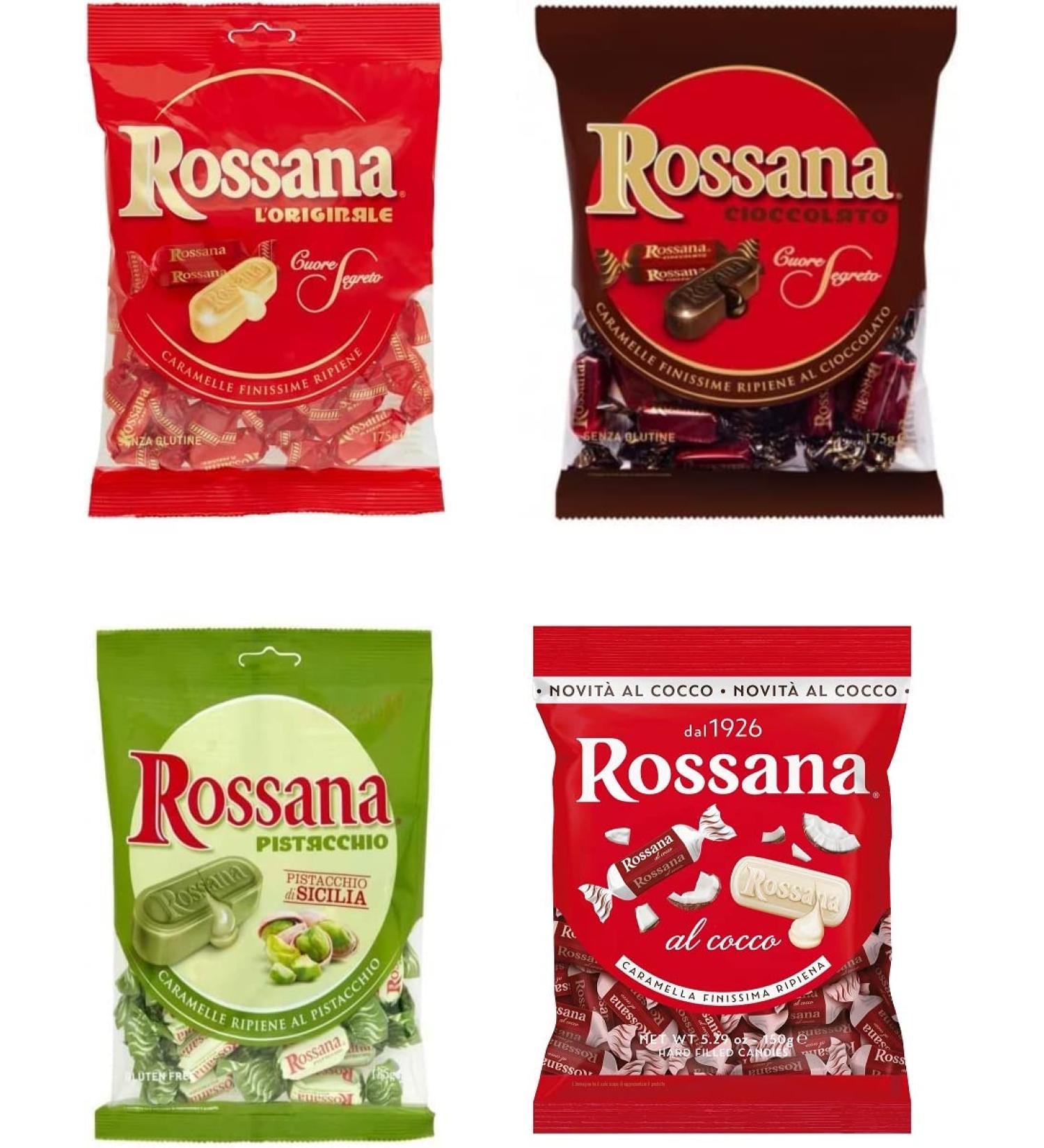  Italian Gourmet E.R. Rossana Coconut Chocolate Original Pistachio Candies Candy Lollies Pack of 4 Hard Sweets with Creamy Filling + Italian Gourmet Tomato Pulp 400g Box - Buy Online on GoSupps.com