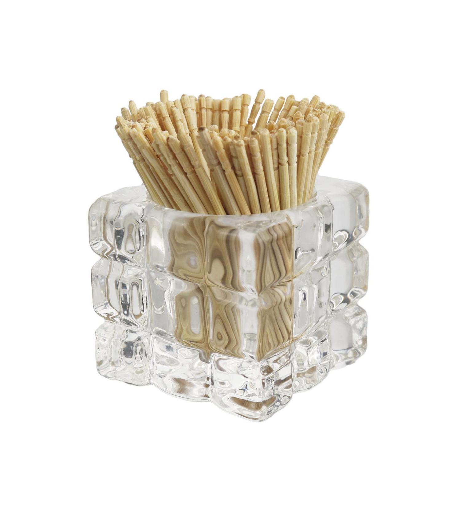 Decorative Glass Toothpick Holder with 200 Bamboo Toothpicks - Elegant and Functional Kitchen Accessory for International Shipping - Buy Online on GoSupps.com