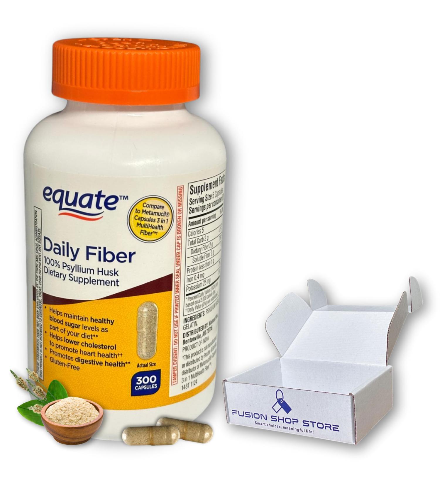 Daily Fiber Psyllium Husk Capsules 300ct (Pack of 1) Boxed by Fusion Shop Store - Buy Online on GoSupps.com