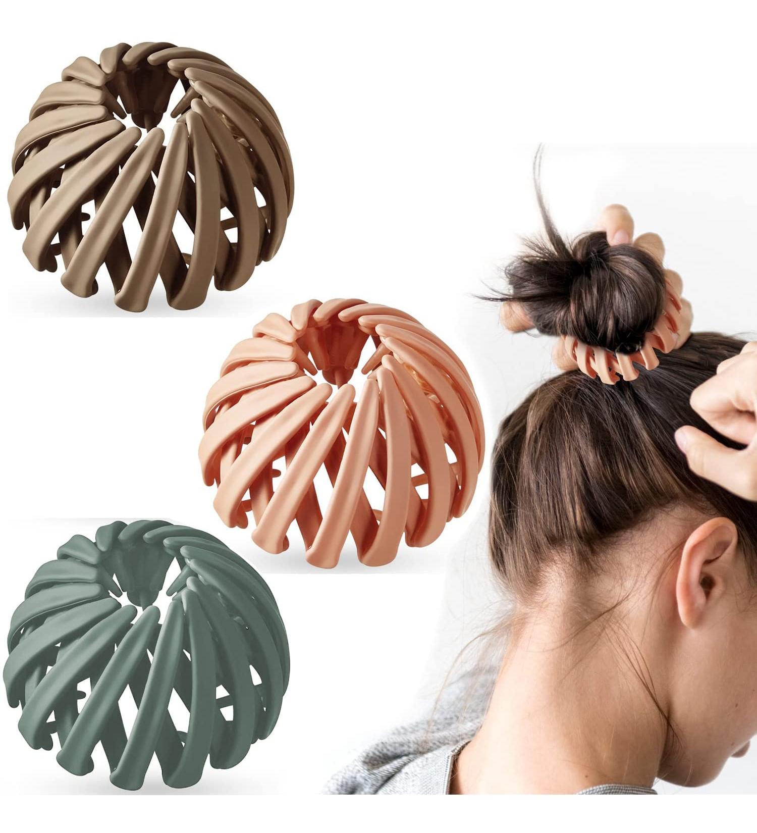 Shop Luvadeyo Vintage Birds Nest Hair Clips 3 Piece Set | Big Hair Grippers & Accessories for Women | Monochrome Coffee Pink Green - Buy Online on GoSupps.com