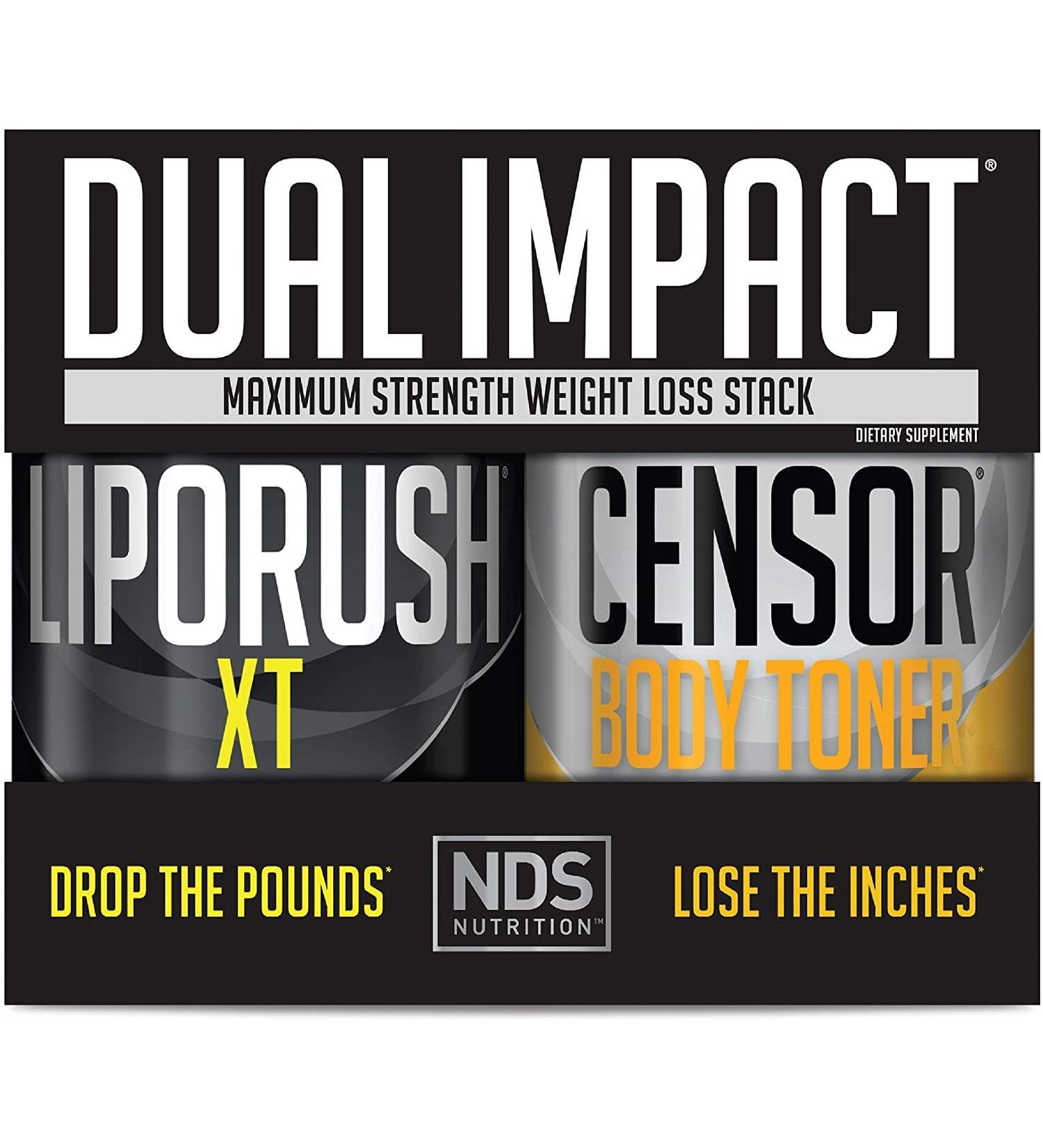 NDS Nutrition Maximum Strength Dual Impact Stack - Teacrine, L-Carnitine, CLA for Serious Fat Loss Results - Censor & LipoRush XT - Buy Online on GoSupps.com