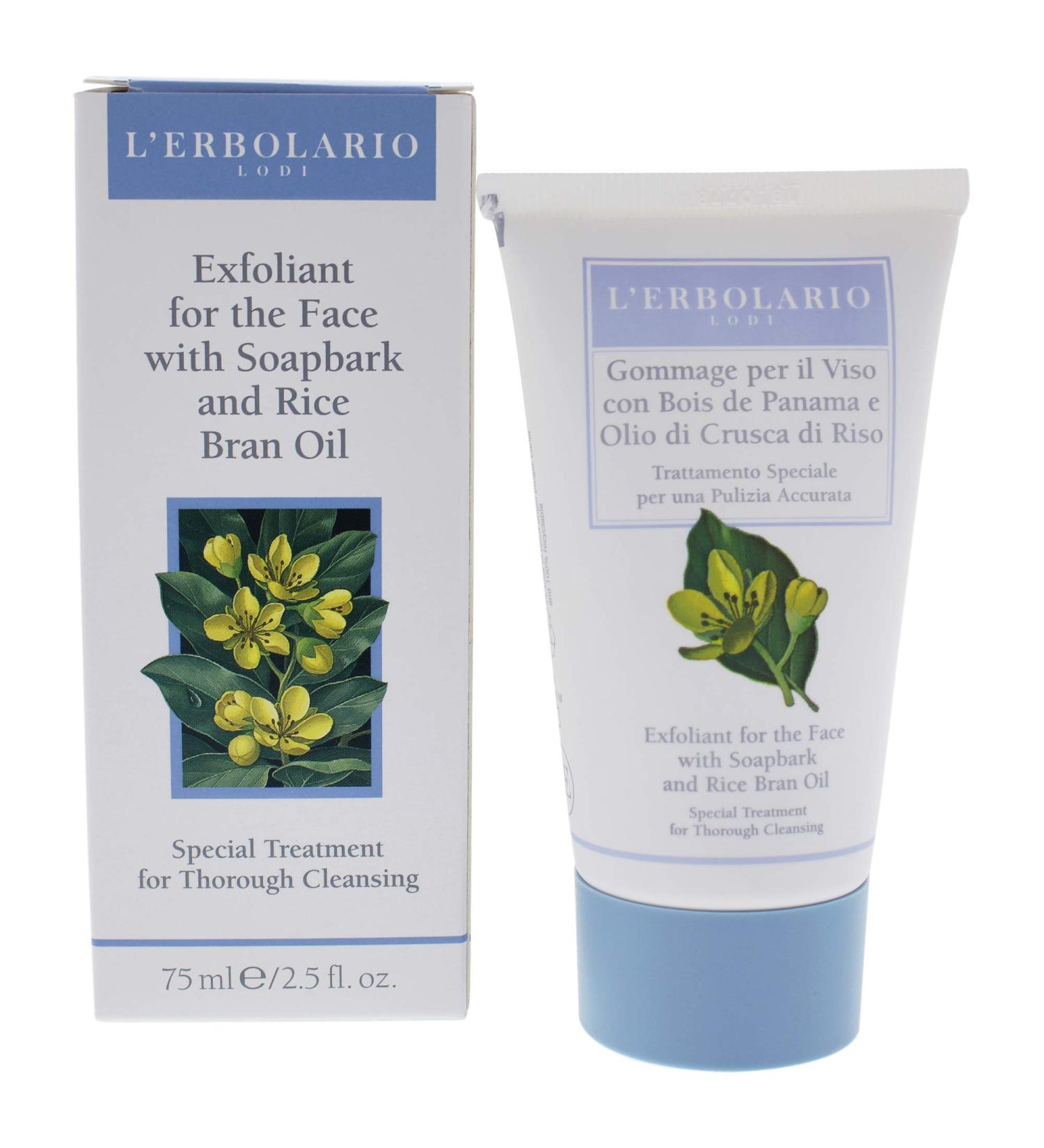 L'Erbolario Soapbark And Rice Bran Oil Exfoliant - With Smoothing Microgranules - Removes All Impurities And Dead Skin Cells - Refines Skin Texture - Leaves Face Soft And Velvety - 2.5 Oz Cleanser