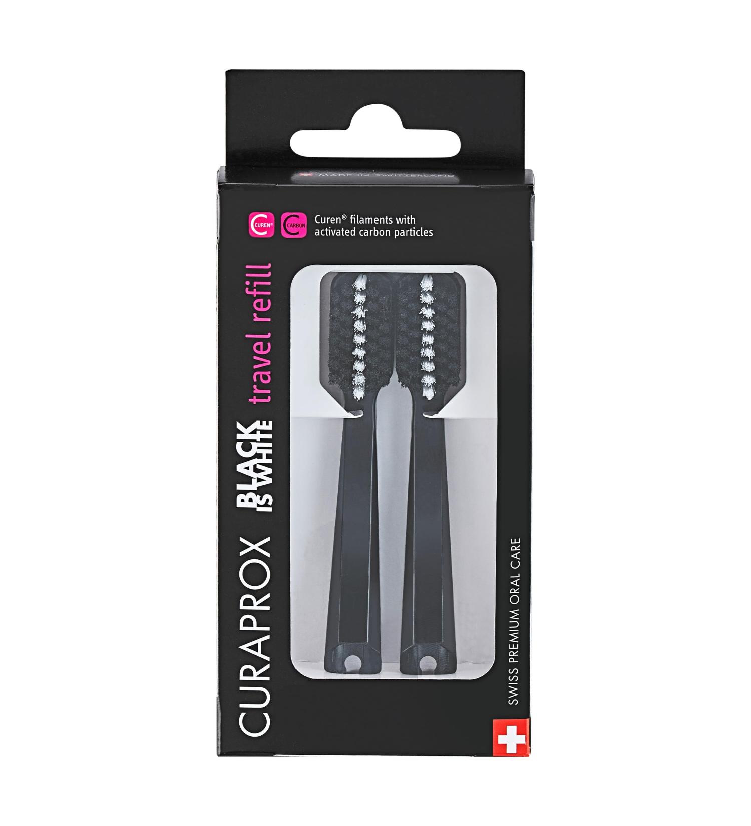 Curaprox Black Is White Travel Refill Brush Heads - Duo Pack for Travel Toothbrush | International Shipping Available - Buy Online on GoSupps.com