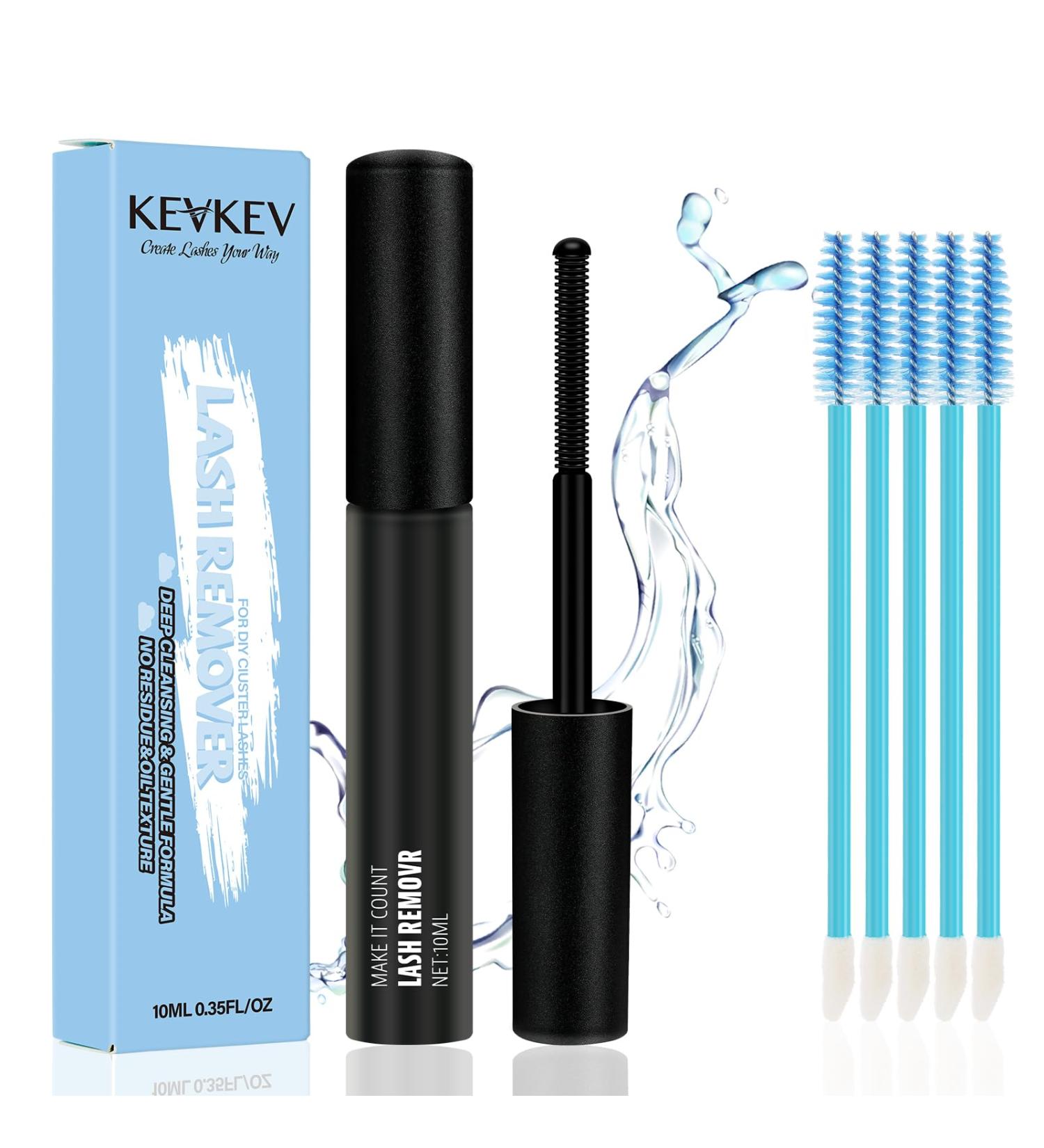 KevKev Lash Remover 10ml - Effective Eyelash & Cluster Lash Adhesive Remover with Brush & Cotton Swabs for Easy Removal - Buy Online on GoSupps.com