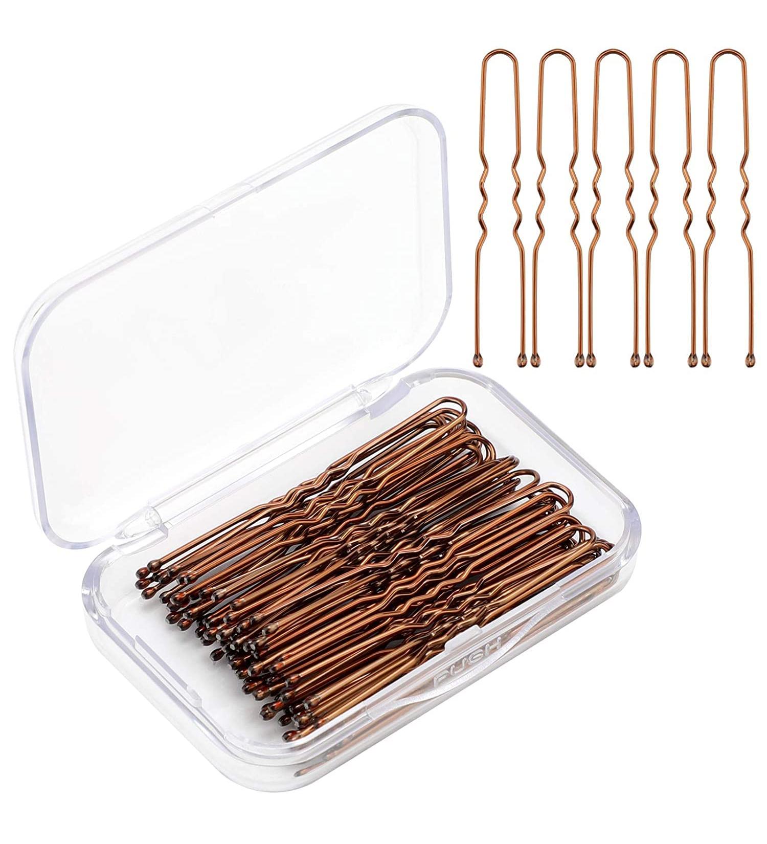 AIEX 50-Piece U-Shape Hair Needle Set - Brown Hair Clips for Women & Salons | Safe Hold & Styling - Buy Online on GoSupps.com