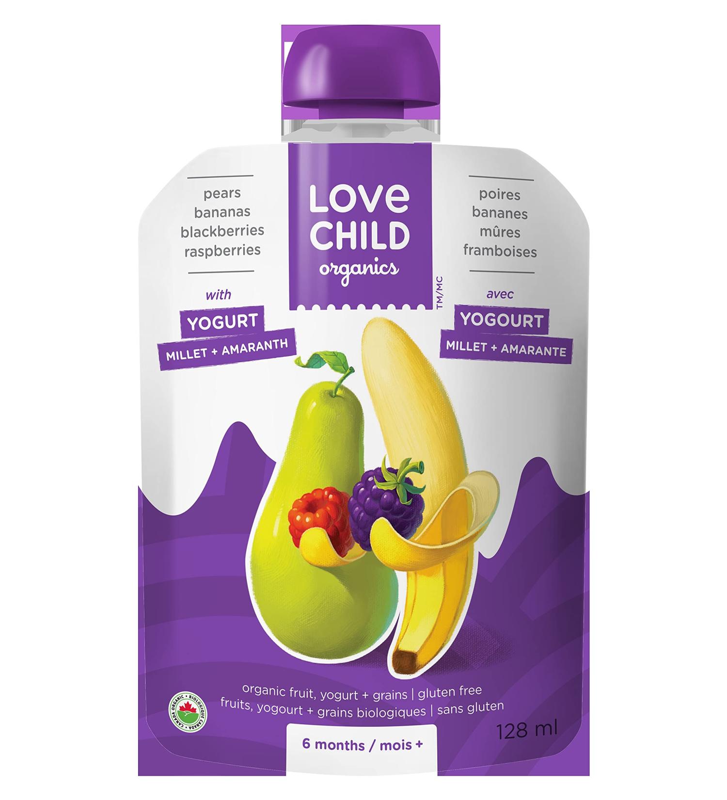 Love Child Organics Power Yo'rridge Pears Bananas Blackberries + Raspberries Puree 128 ml 12 Pack - Buy Online on GoSupps.com